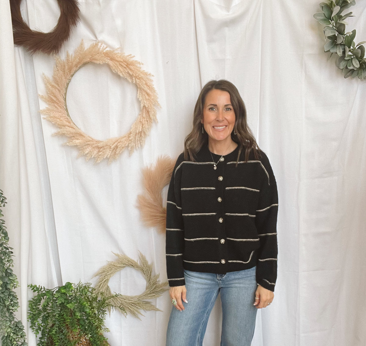 Tilly Black Stripe Cardigan-Cardigans-blu pepper-The Silo Boutique, Women's Fashion Boutique Located in Warren and Grand Forks North Dakota