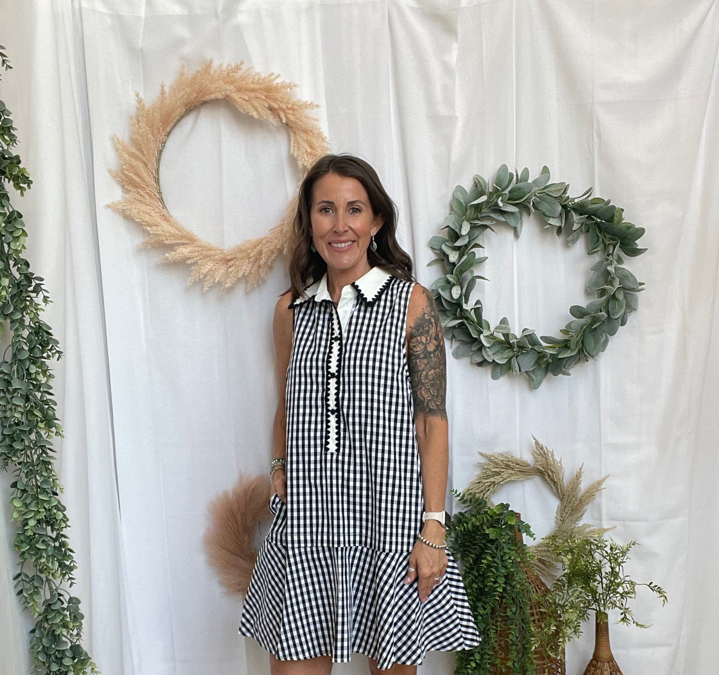 Vicki Black Gingham Dress-Dresses-entro-The Silo Boutique, Women's Fashion Boutique Located in Warren and Grand Forks North Dakota