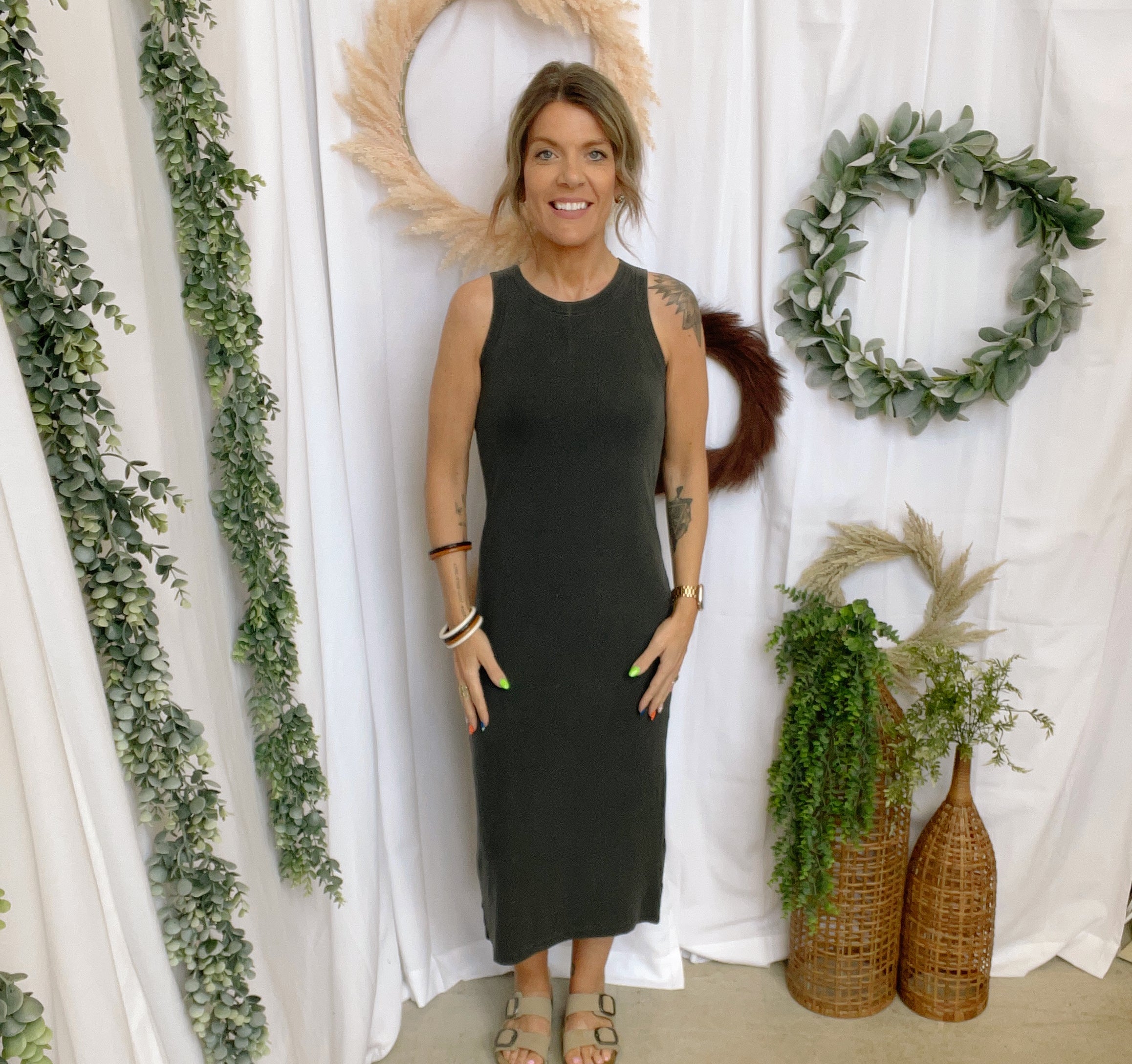 Be Cool Ribbed Dress-Charcoal-Dresses-be cool-The Silo Boutique, Women's Fashion Boutique Located in Warren and Grand Forks North Dakota