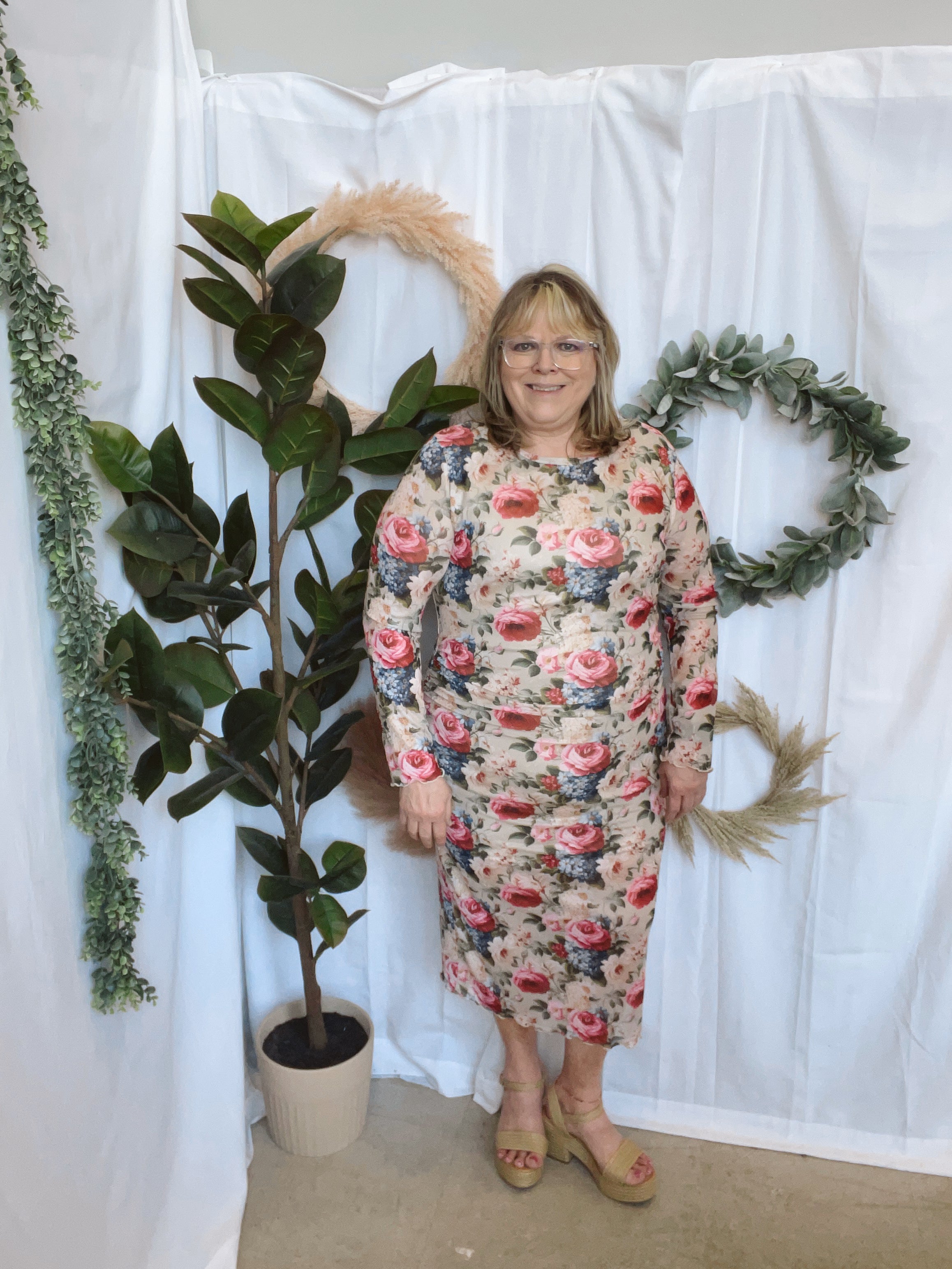 Floral Print Mesh Dress-Dresses-davi-The Silo Boutique, Women's Fashion Boutique Located in Warren and Grand Forks North Dakota