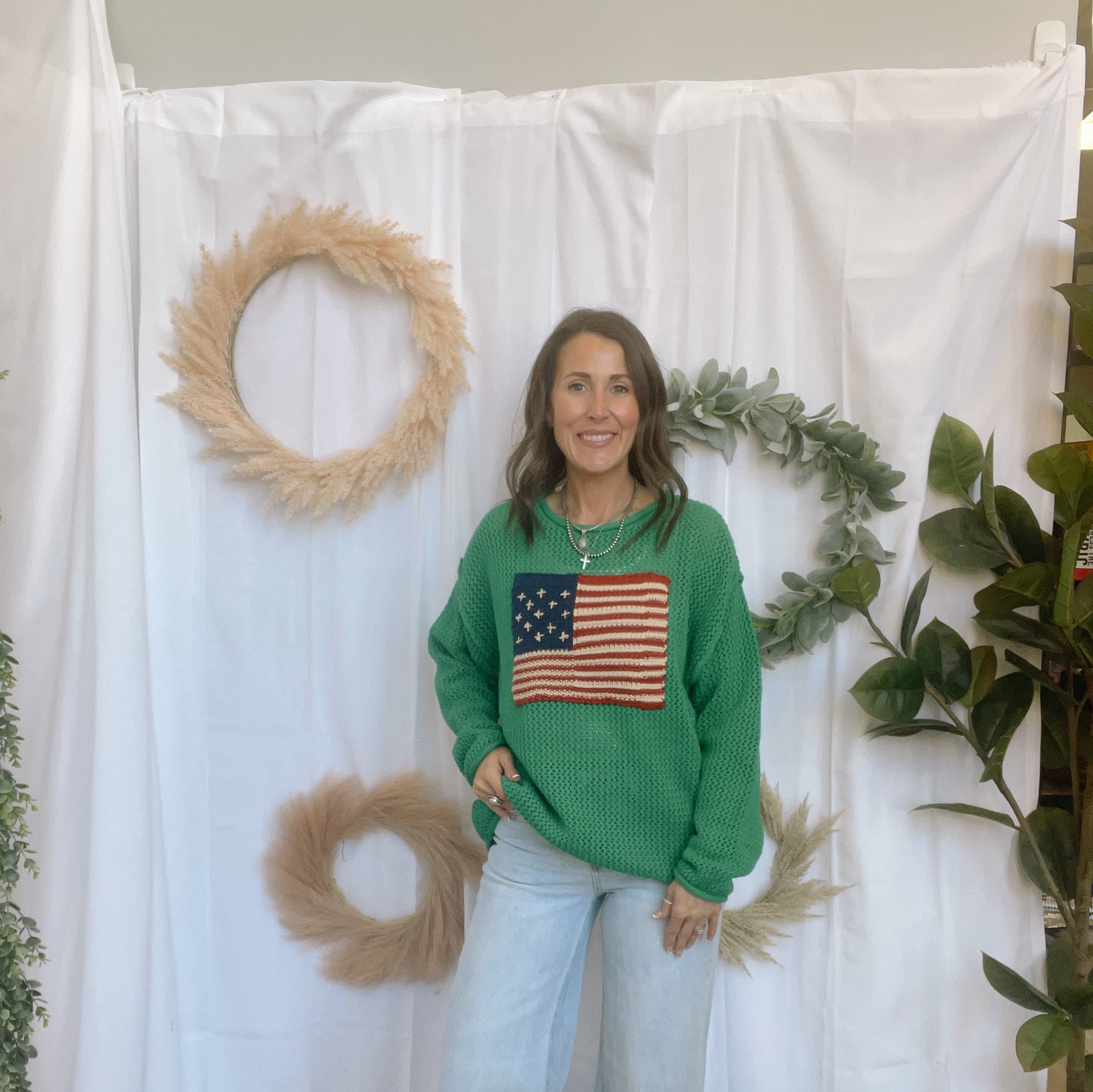 Zen Flag Open Knit Sweater-Green-Long Sleeve Tops-Zenana-The Silo Boutique, Women's Fashion Boutique Located in Warren and Grand Forks North Dakota