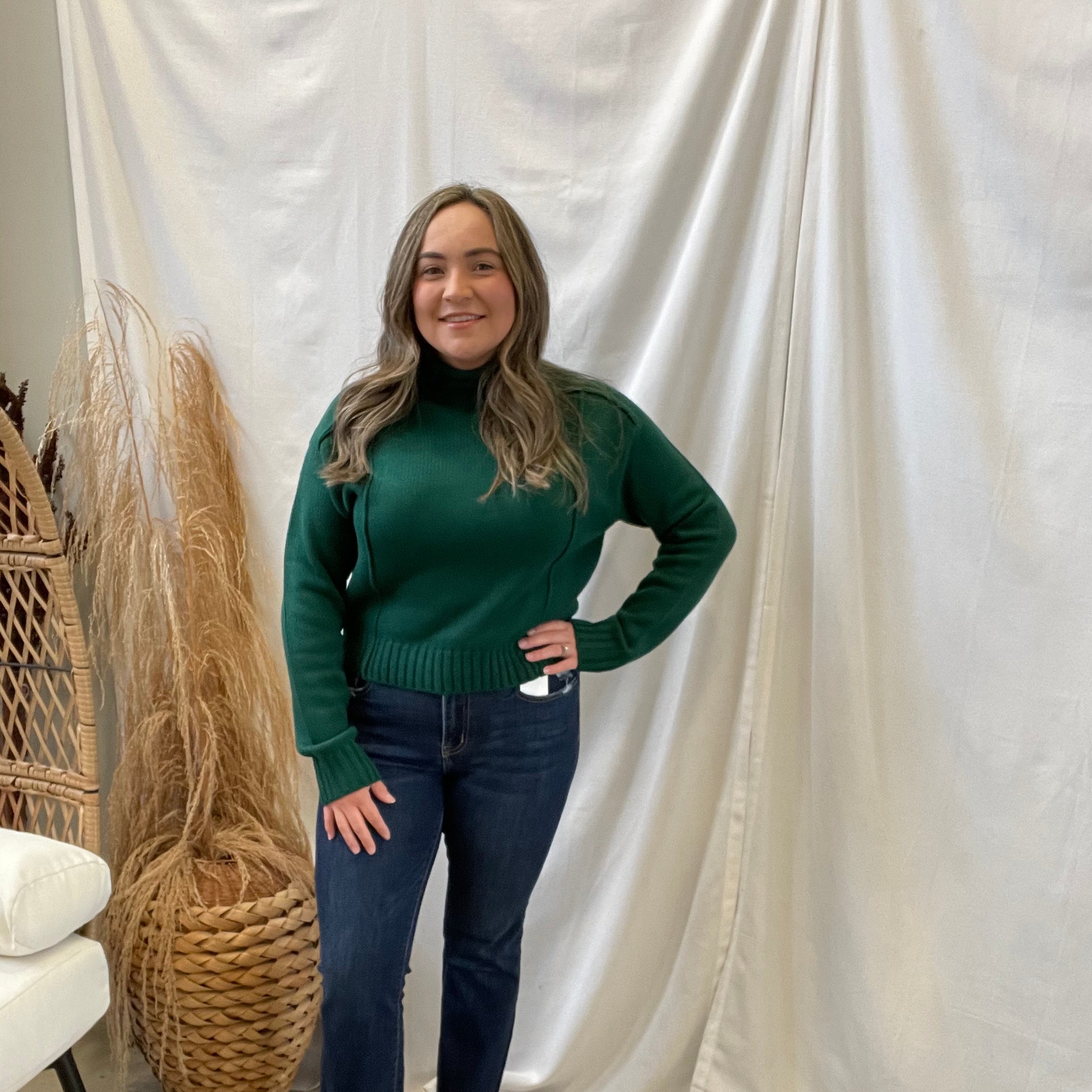 High Roll Neck Sweater-Dark Green-Sweaters-hyfve-The Silo Boutique, Women's Fashion Boutique Located in Warren and Grand Forks North Dakota