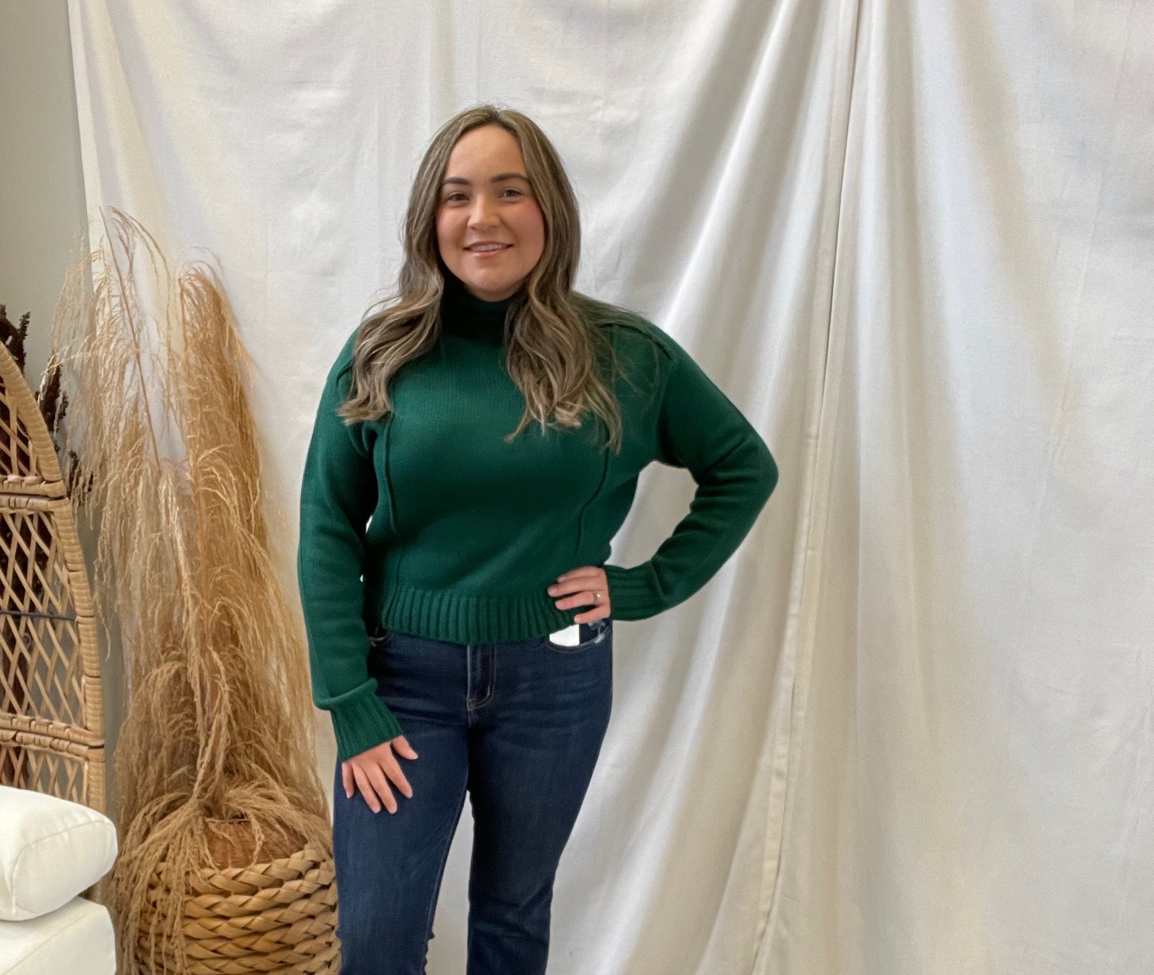 High Roll Neck Sweater-Dark Green-Sweaters-hyfve-The Silo Boutique, Women's Fashion Boutique Located in Warren and Grand Forks North Dakota