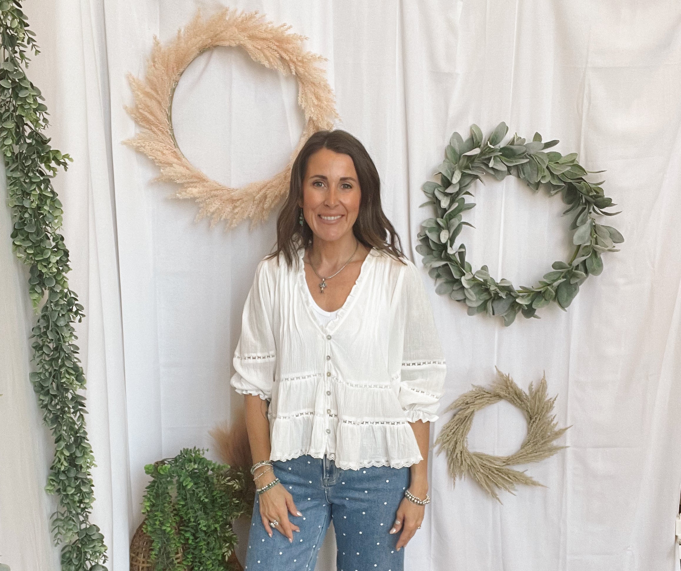 Risen Polka Dot Barrel Jeans-Jeans-risen-The Silo Boutique, Women's Fashion Boutique Located in Warren and Grand Forks North Dakota