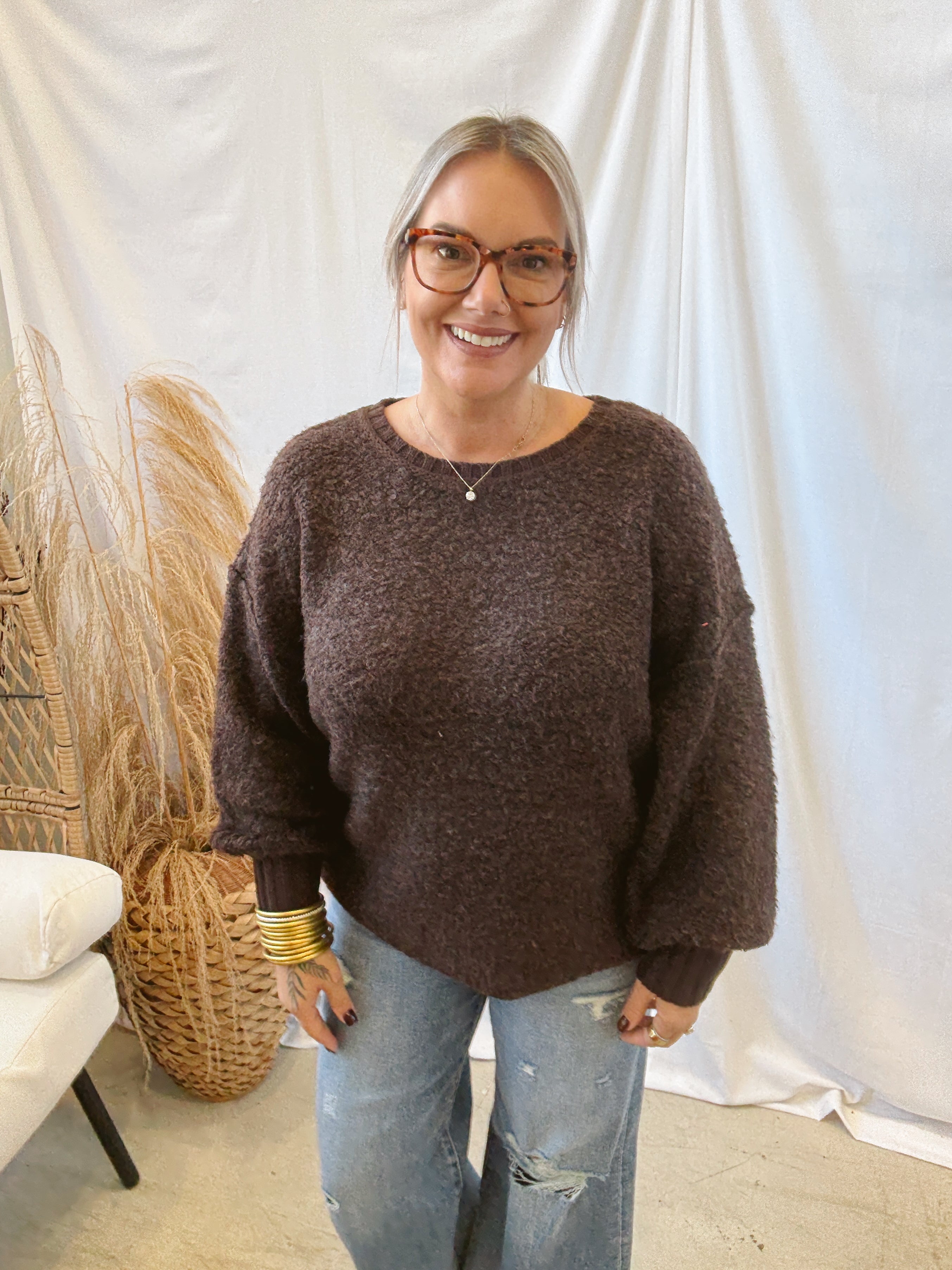 Sadie & Sage Karlie Sweater-Dark Brown-Sweaters-sadie sage-The Silo Boutique, Women's Fashion Boutique Located in Warren and Grand Forks North Dakota