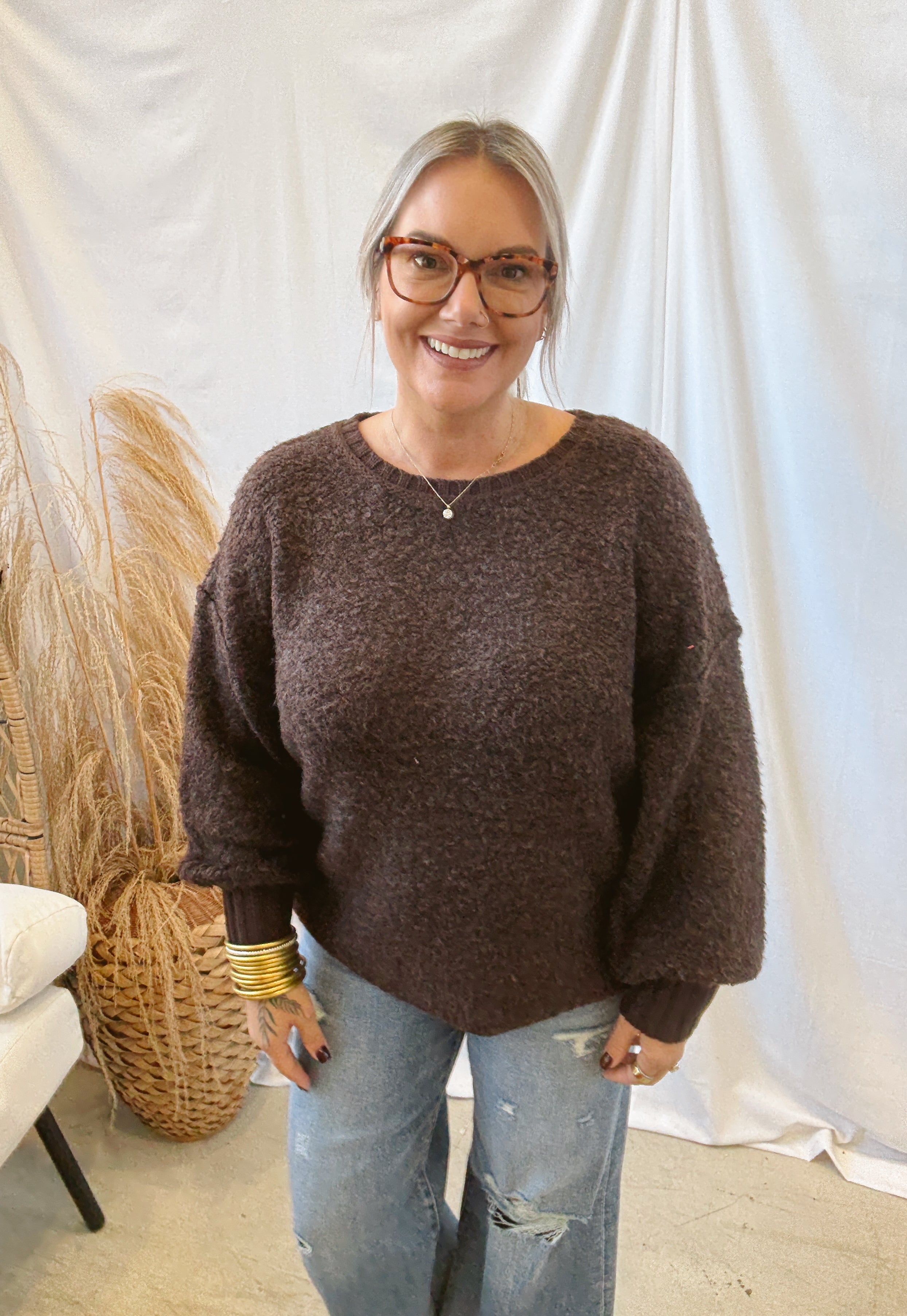 Sadie & Sage Karlie Sweater-Dark Brown-Sweaters-sadie sage-The Silo Boutique, Women's Fashion Boutique Located in Warren and Grand Forks North Dakota