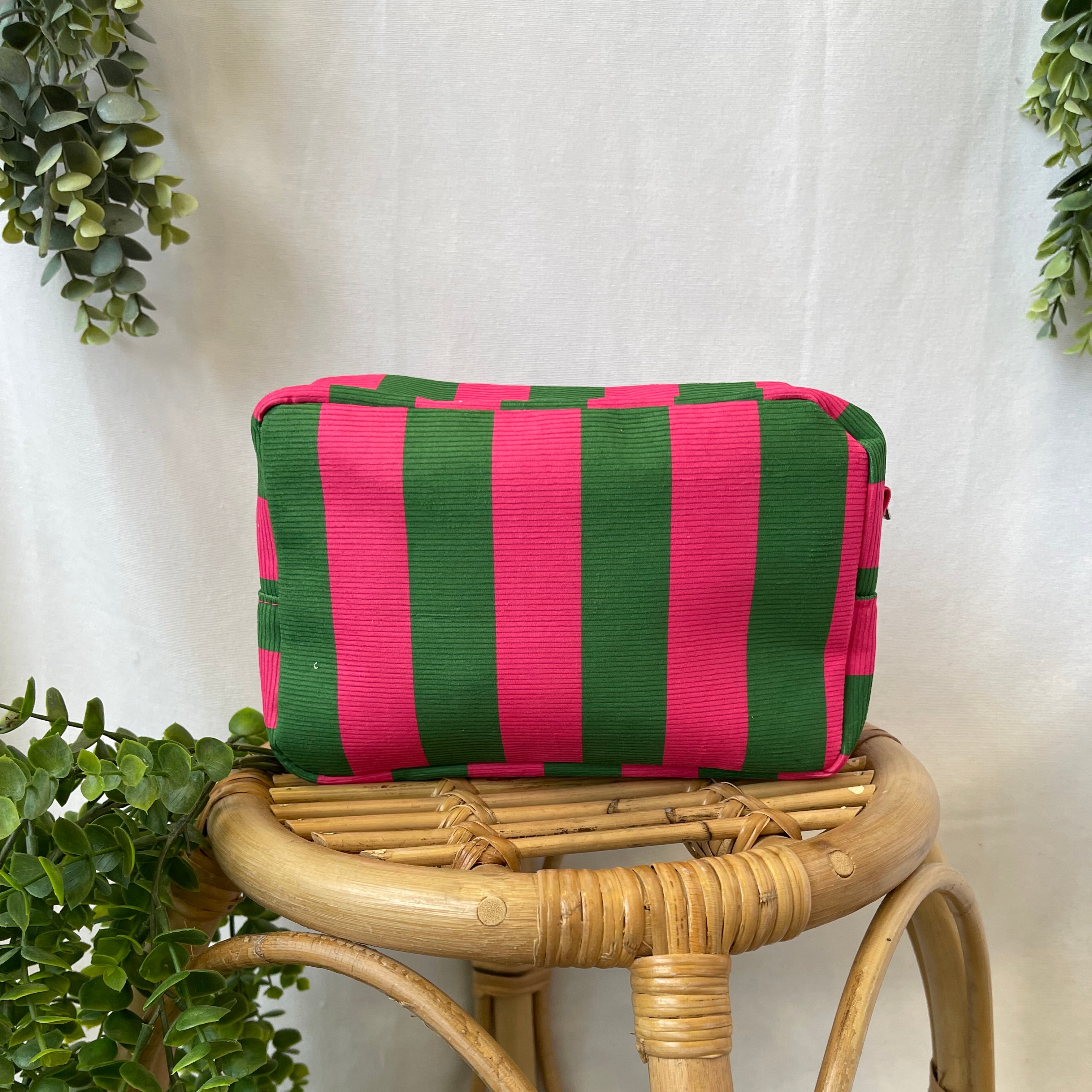 Essential Stripe Cosmetic-Green Rose-Purses-Fair-The Silo Boutique, Women's Fashion Boutique Located in Warren and Grand Forks North Dakota