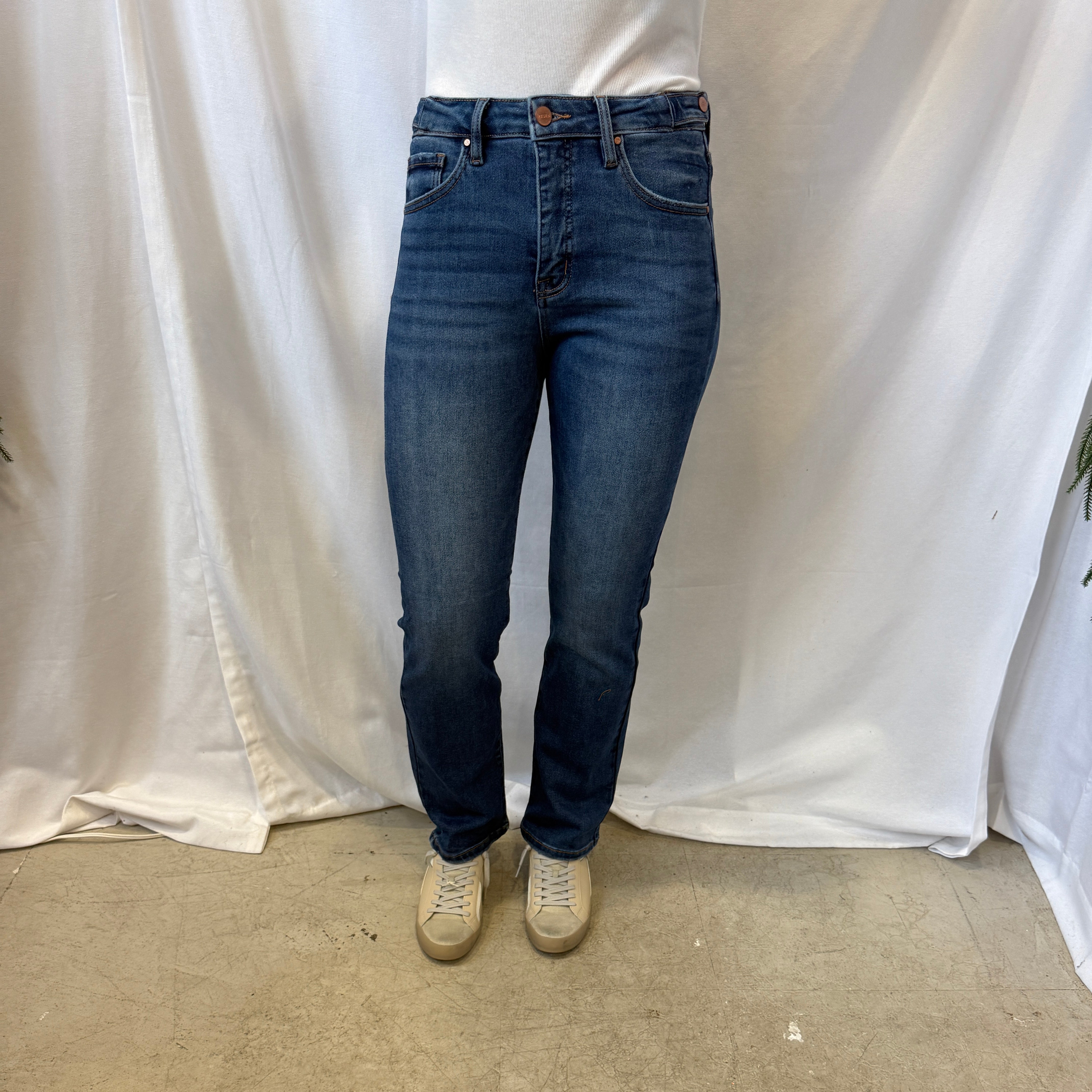 Risen Medium Dark Straight Jeans-Jeans-risen-The Silo Boutique, Women's Fashion Boutique Located in Warren and Grand Forks North Dakota