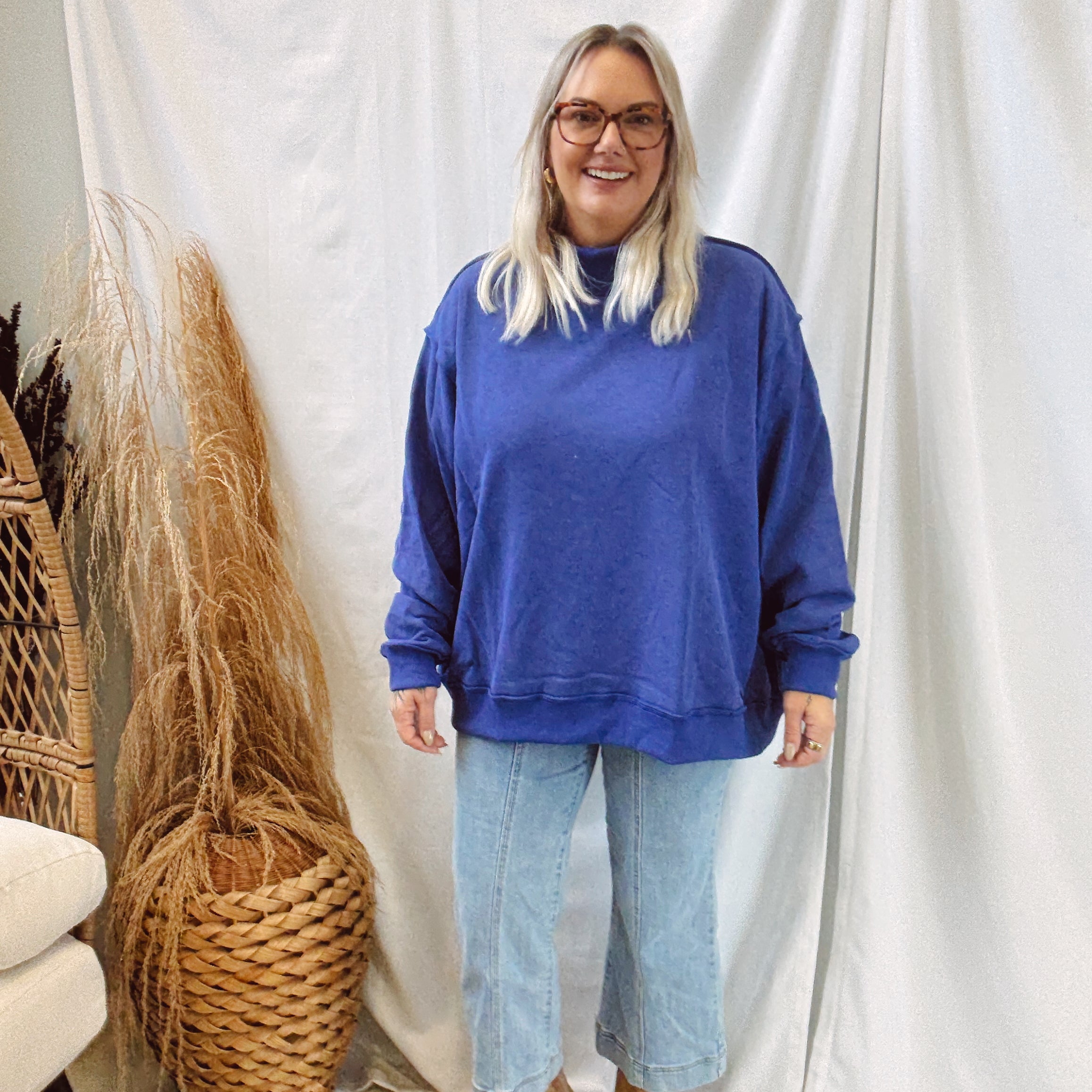 Royal Blue Favorite Sweatshirt-Sweatshirts-bucketlist-The Silo Boutique, Women's Fashion Boutique Located in Warren and Grand Forks North Dakota