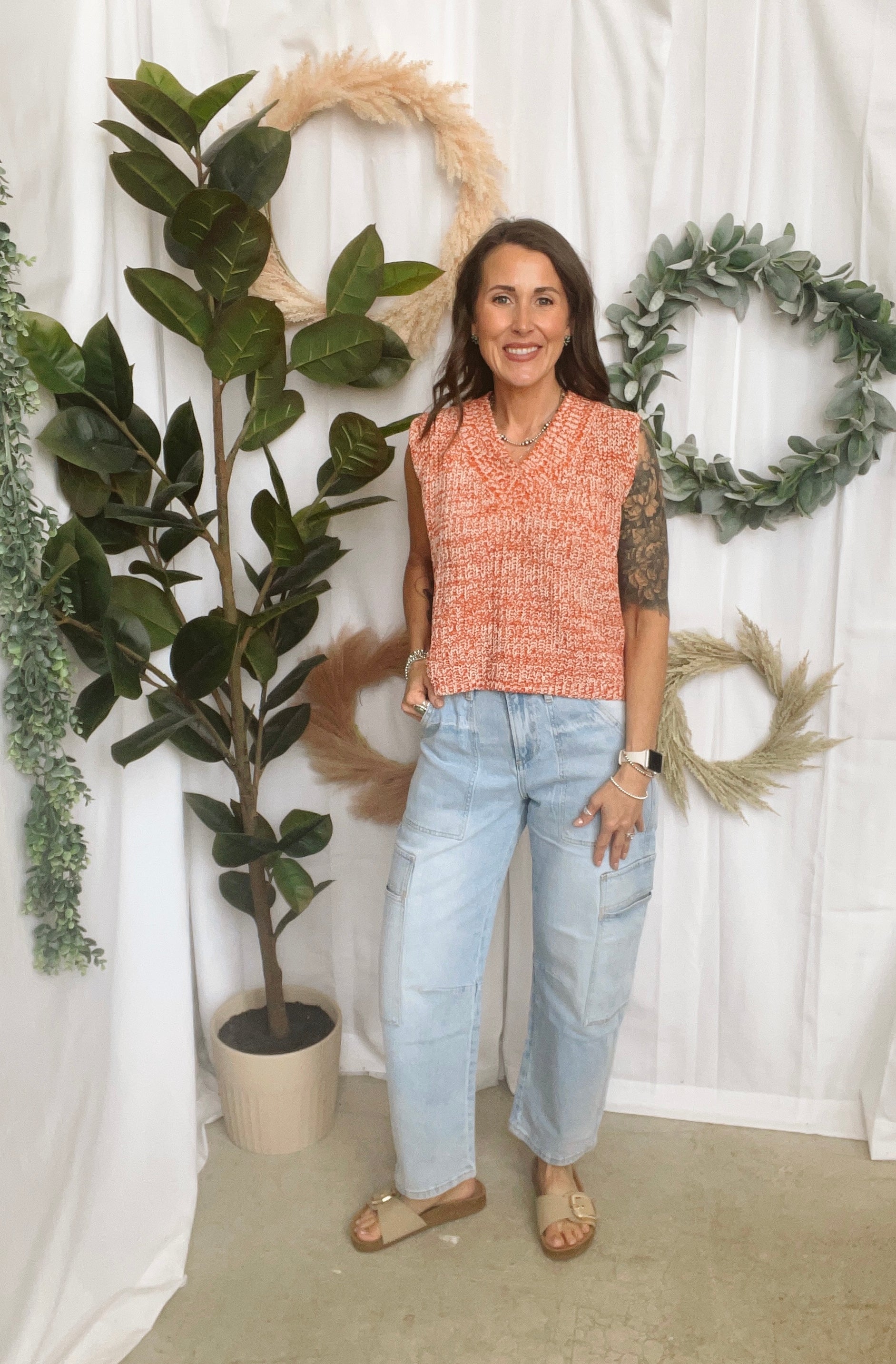 Chenille Sweater Tank Vest-Tomato-Tank Tops-miou muse-The Silo Boutique, Women's Fashion Boutique Located in Warren and Grand Forks North Dakota