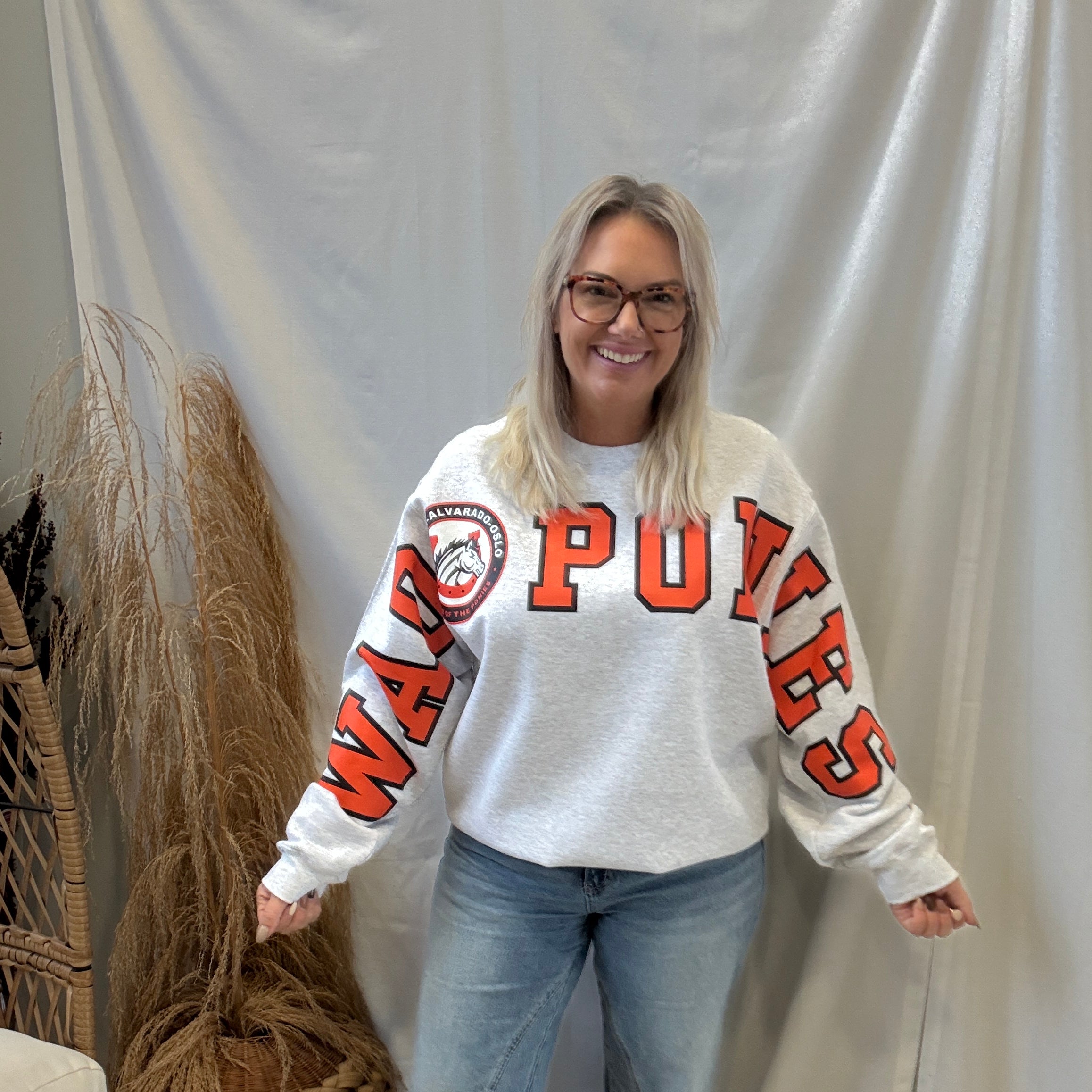 Ponies Big Letter Sweatshirt-Cardigans-blackframe-The Silo Boutique, Women's Fashion Boutique Located in Warren and Grand Forks North Dakota
