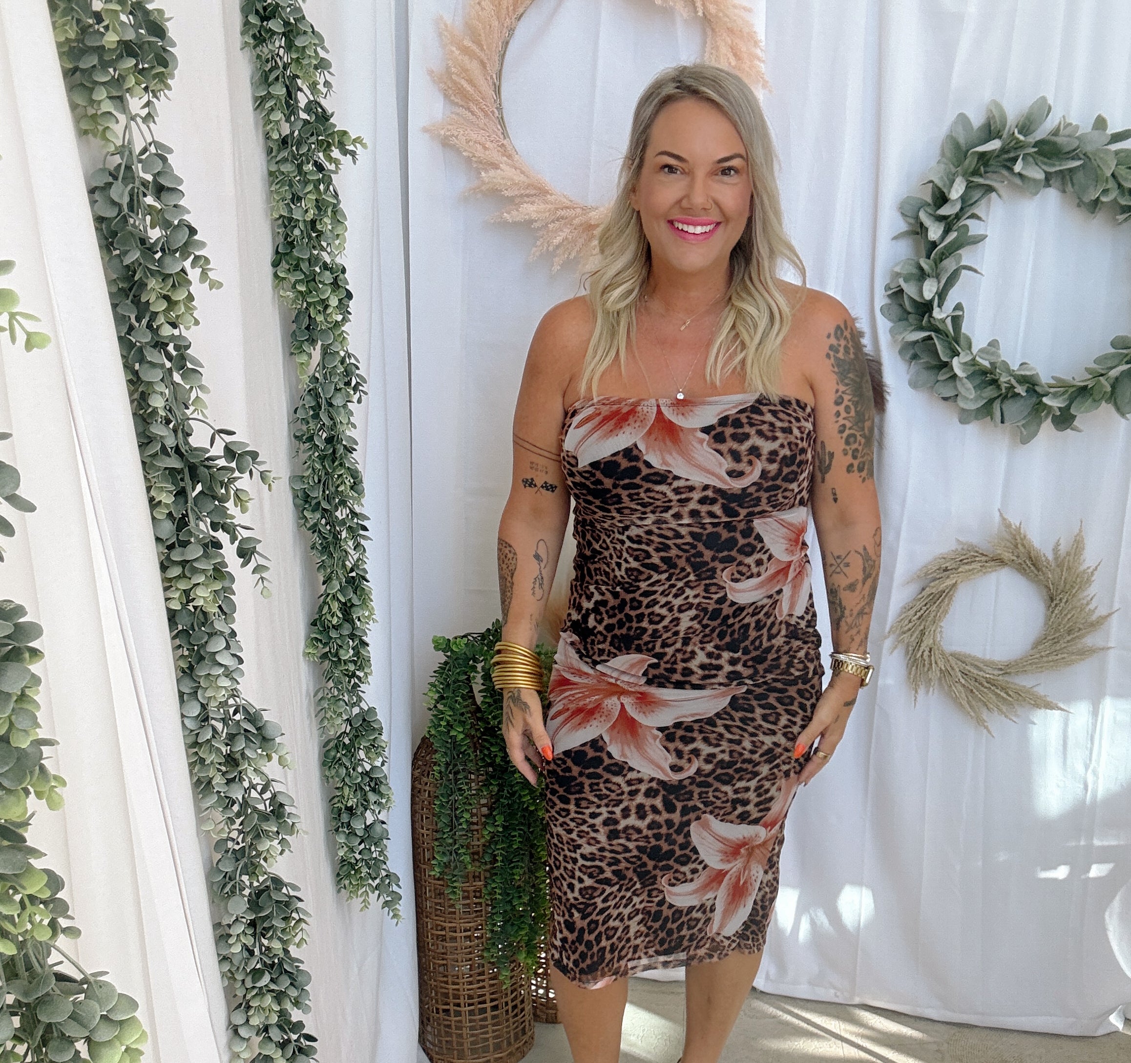 Leopard Lily Dress-Dresses-hearts and hips-The Silo Boutique, Women's Fashion Boutique Located in Warren and Grand Forks North Dakota