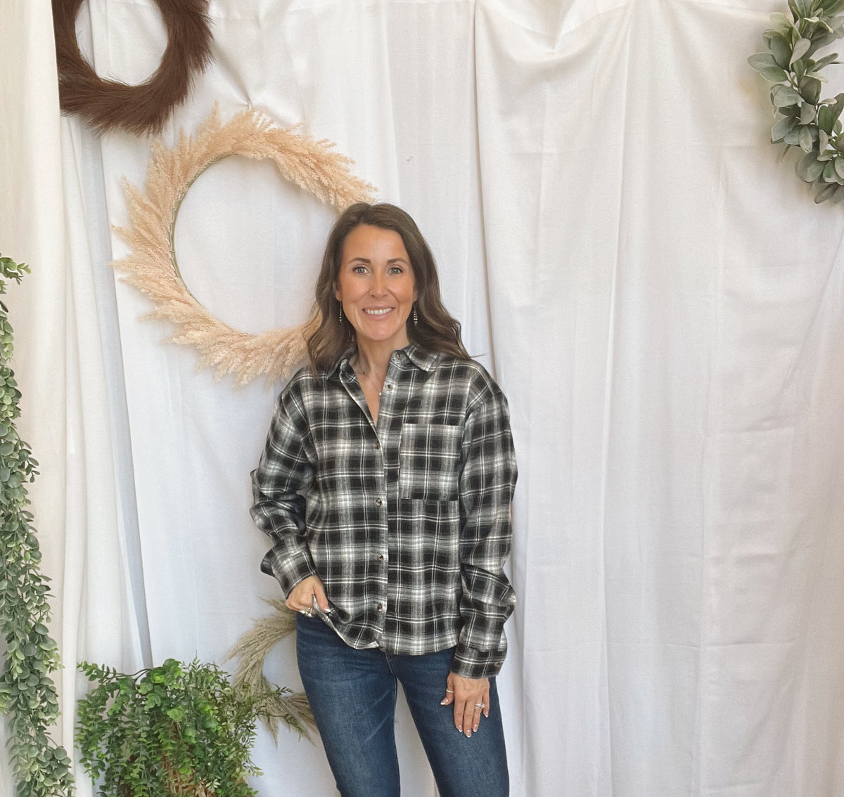 Ellison Black Plaid Flannel-Long Sleeve Tops-hyfve-The Silo Boutique, Women's Fashion Boutique Located in Warren and Grand Forks North Dakota