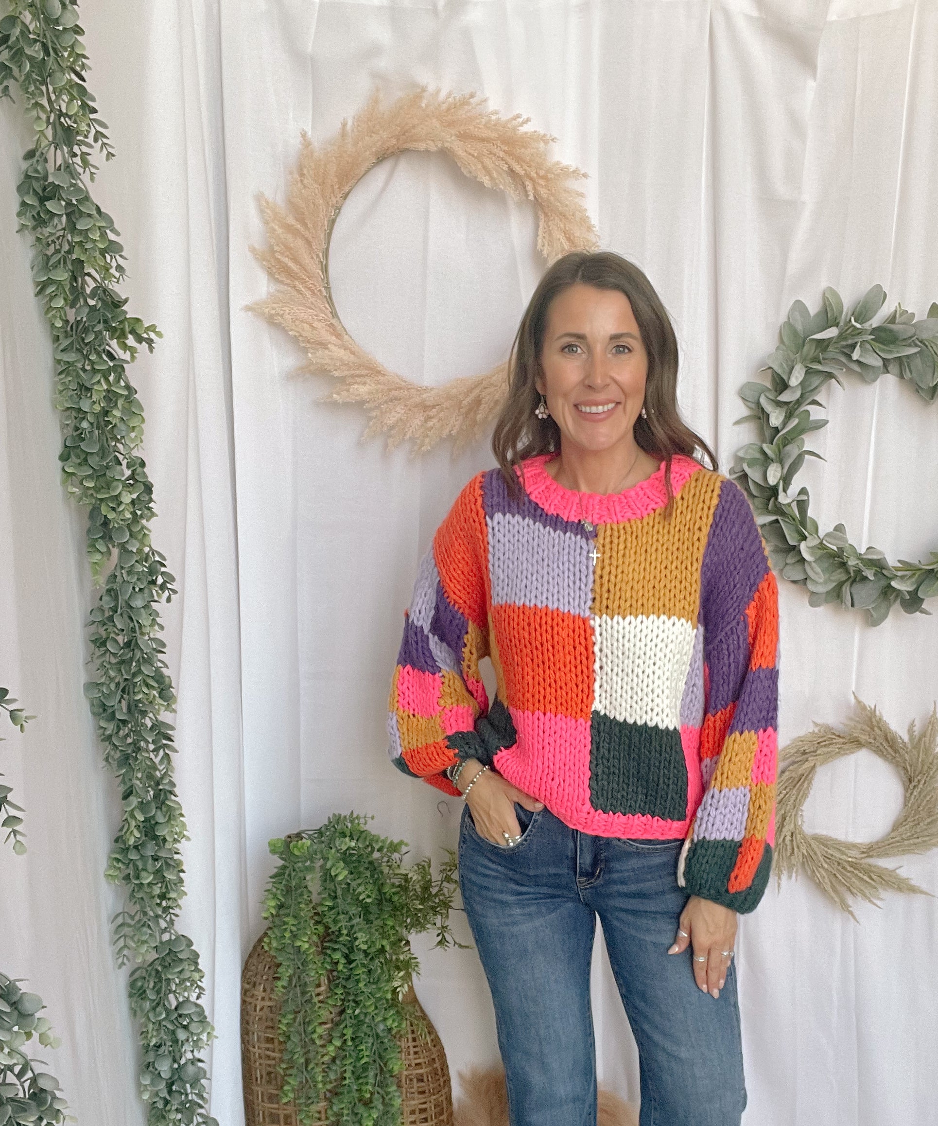 Kristine Fun Color Block Sweater-Sweaters-Dallas Market-The Silo Boutique, Women's Fashion Boutique Located in Warren and Grand Forks North Dakota