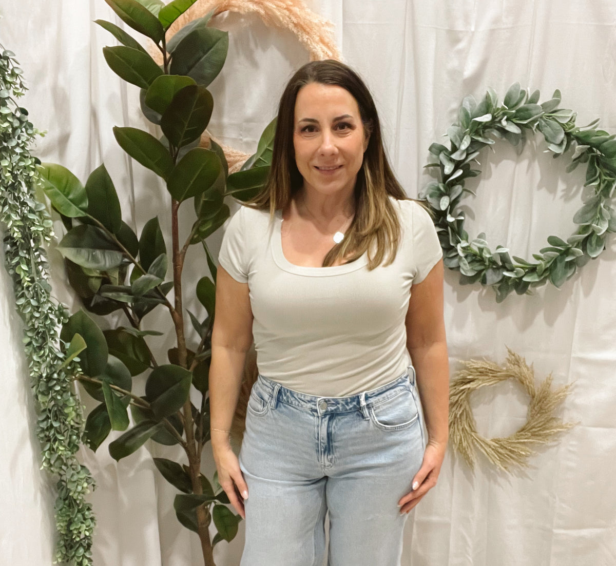 Be Cool Ribbed Scoop Top-Stone-Short Sleeve Tops-be cool-The Silo Boutique, Women's Fashion Boutique Located in Warren and Grand Forks North Dakota
