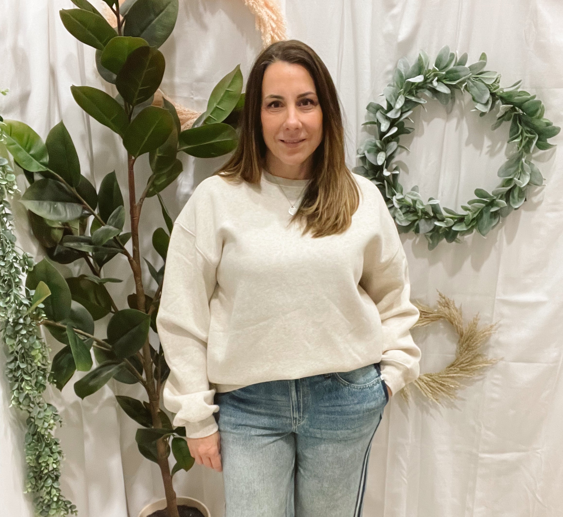 Oatmeal Cloud Crew Neck Sweatshirt-Sweatshirts-tictoc-The Silo Boutique, Women's Fashion Boutique Located in Warren and Grand Forks North Dakota