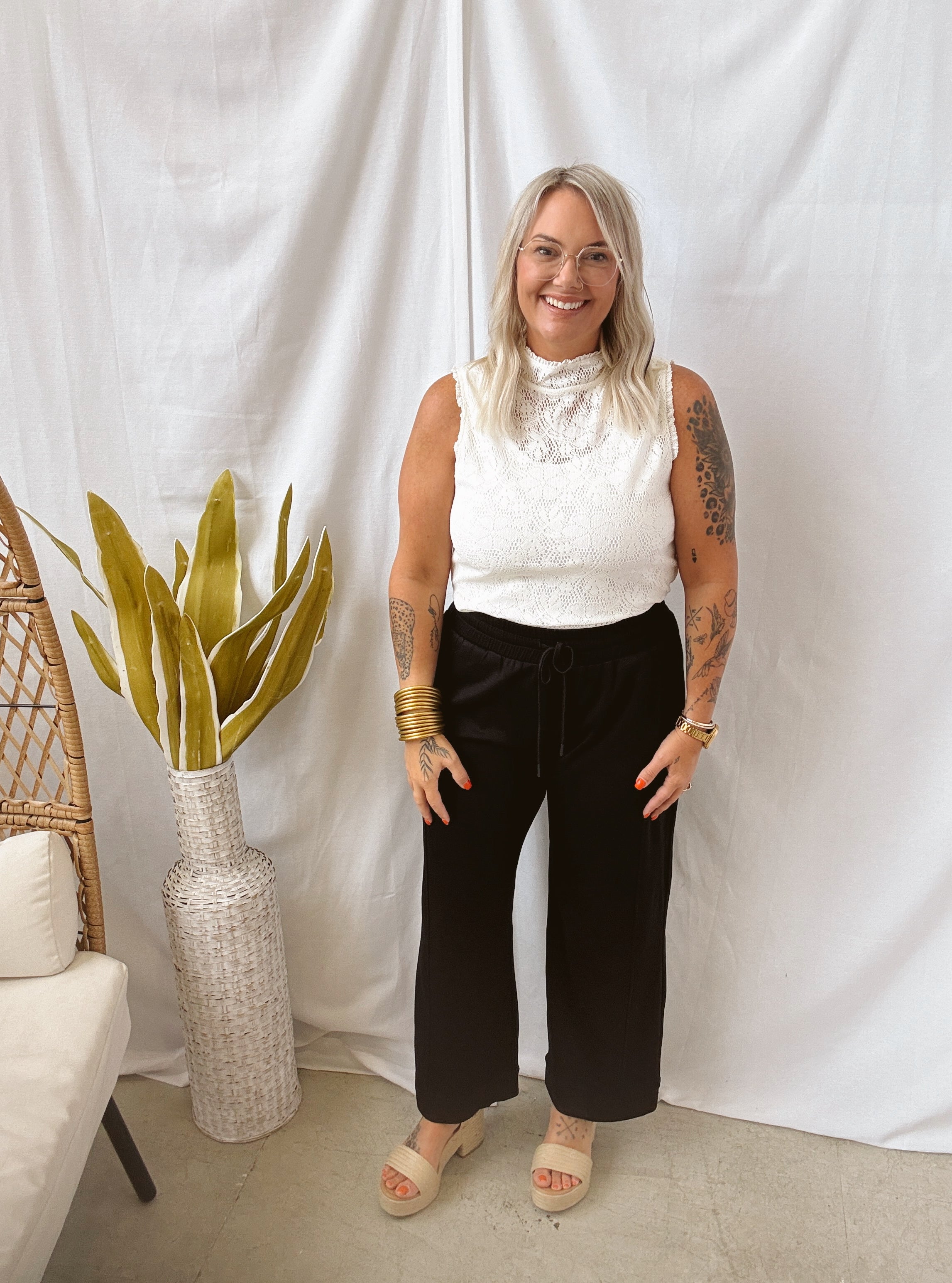 Lace Sheer Tank Top-Cream-Tank Tops-Umgee-The Silo Boutique, Women's Fashion Boutique Located in Warren and Grand Forks North Dakota