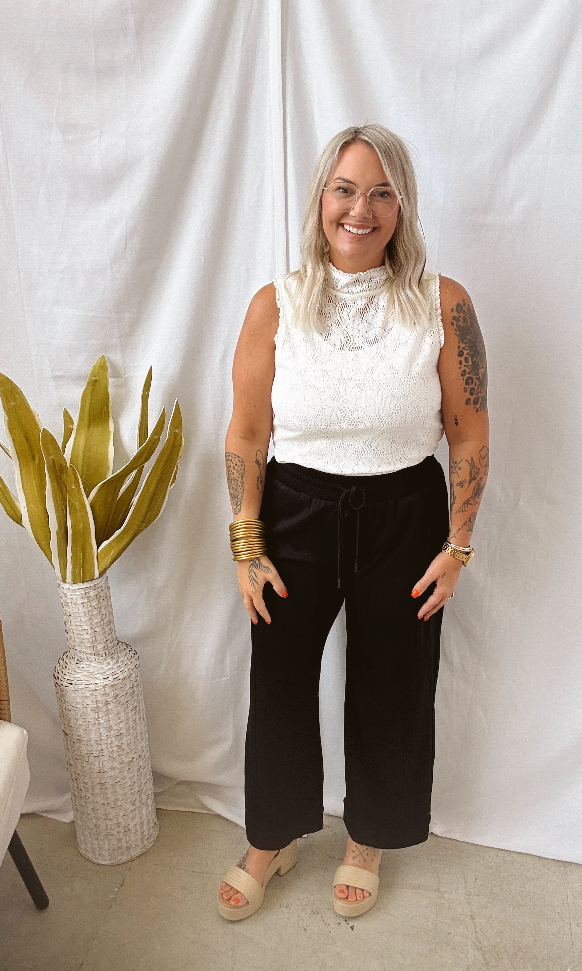 Lace Sheer Tank Top-Cream-Tank Tops-Umgee-The Silo Boutique, Women's Fashion Boutique Located in Warren and Grand Forks North Dakota