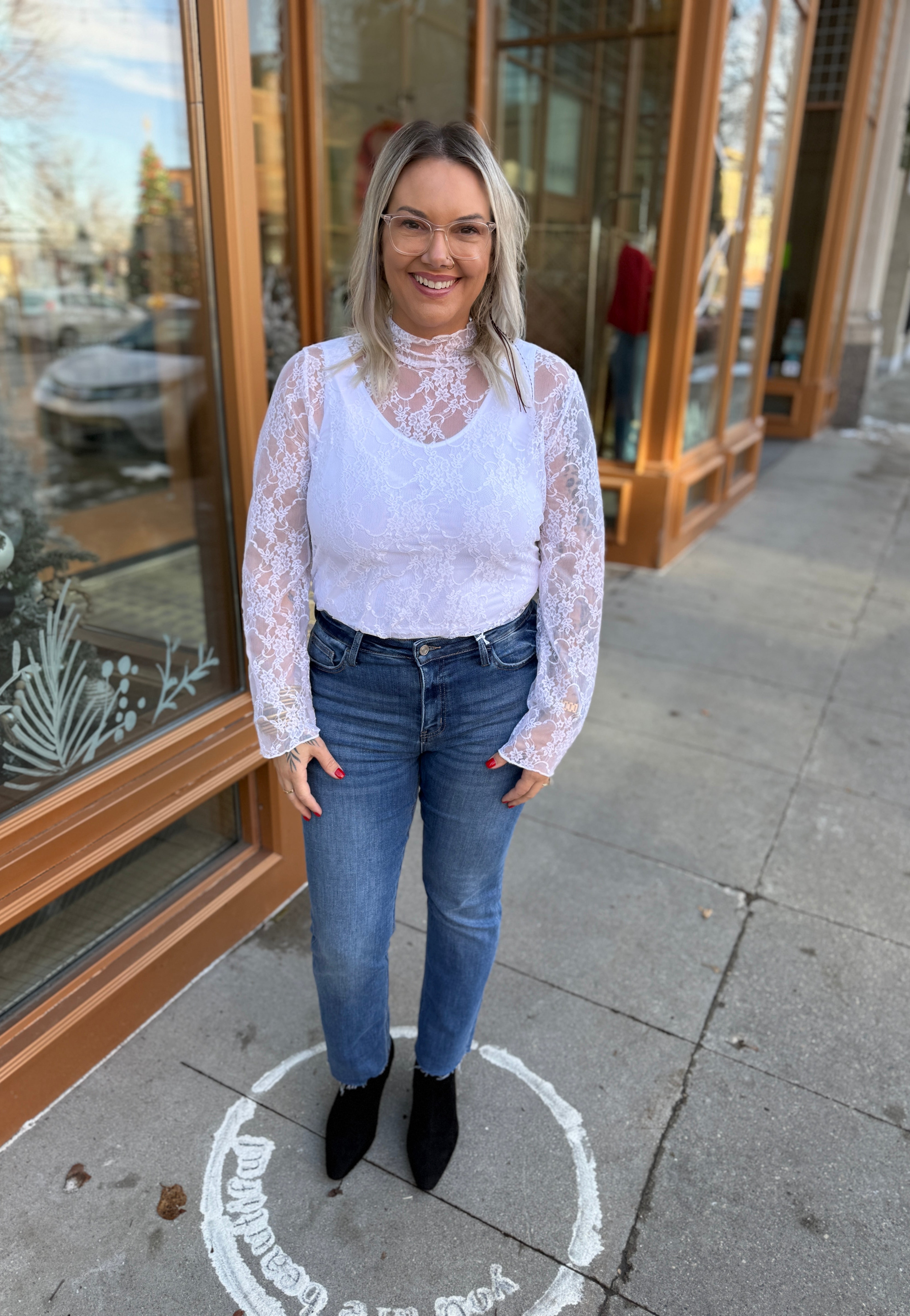 Jade White Lace Top-Long Sleeve Tops-jade-The Silo Boutique, Women's Fashion Boutique Located in Warren and Grand Forks North Dakota