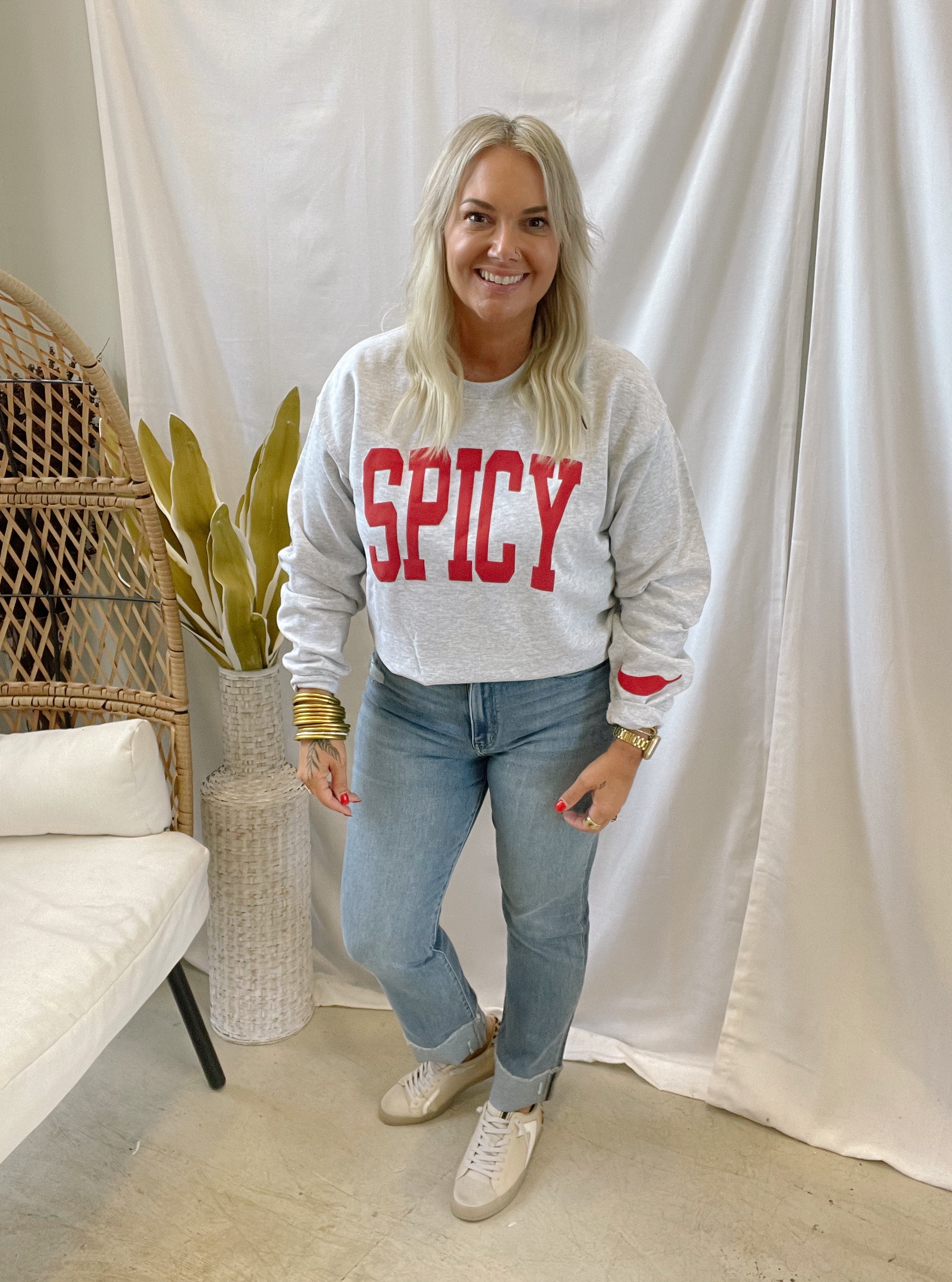 Spicy Sweatshirt-Sweatshirts-birdie-The Silo Boutique, Women's Fashion Boutique Located in Warren and Grand Forks North Dakota