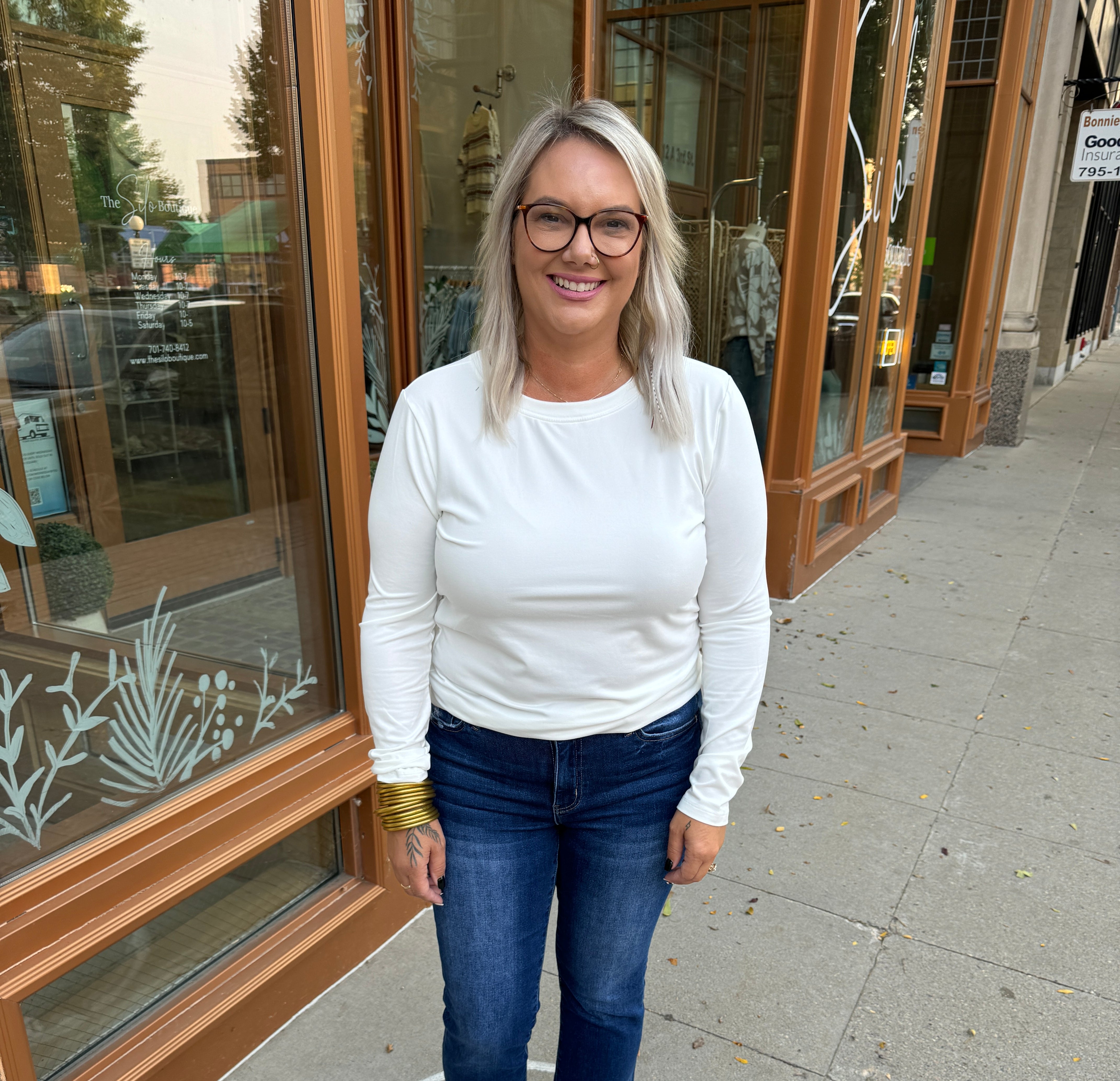 Zoe Long Sleeve Top-White-Long Sleeve Tops-Zenana-The Silo Boutique, Women's Fashion Boutique Located in Warren and Grand Forks North Dakota