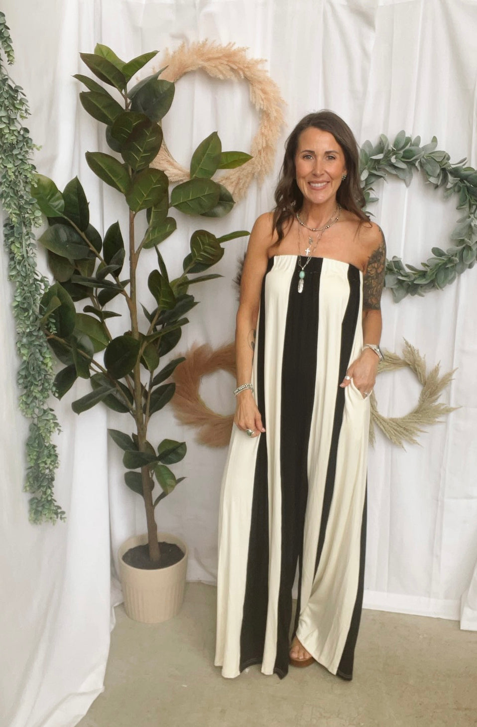 Havana Jumpsuit-Black Cream-Jumpsuits & Rompers-by together-The Silo Boutique, Women's Fashion Boutique Located in Warren and Grand Forks North Dakota