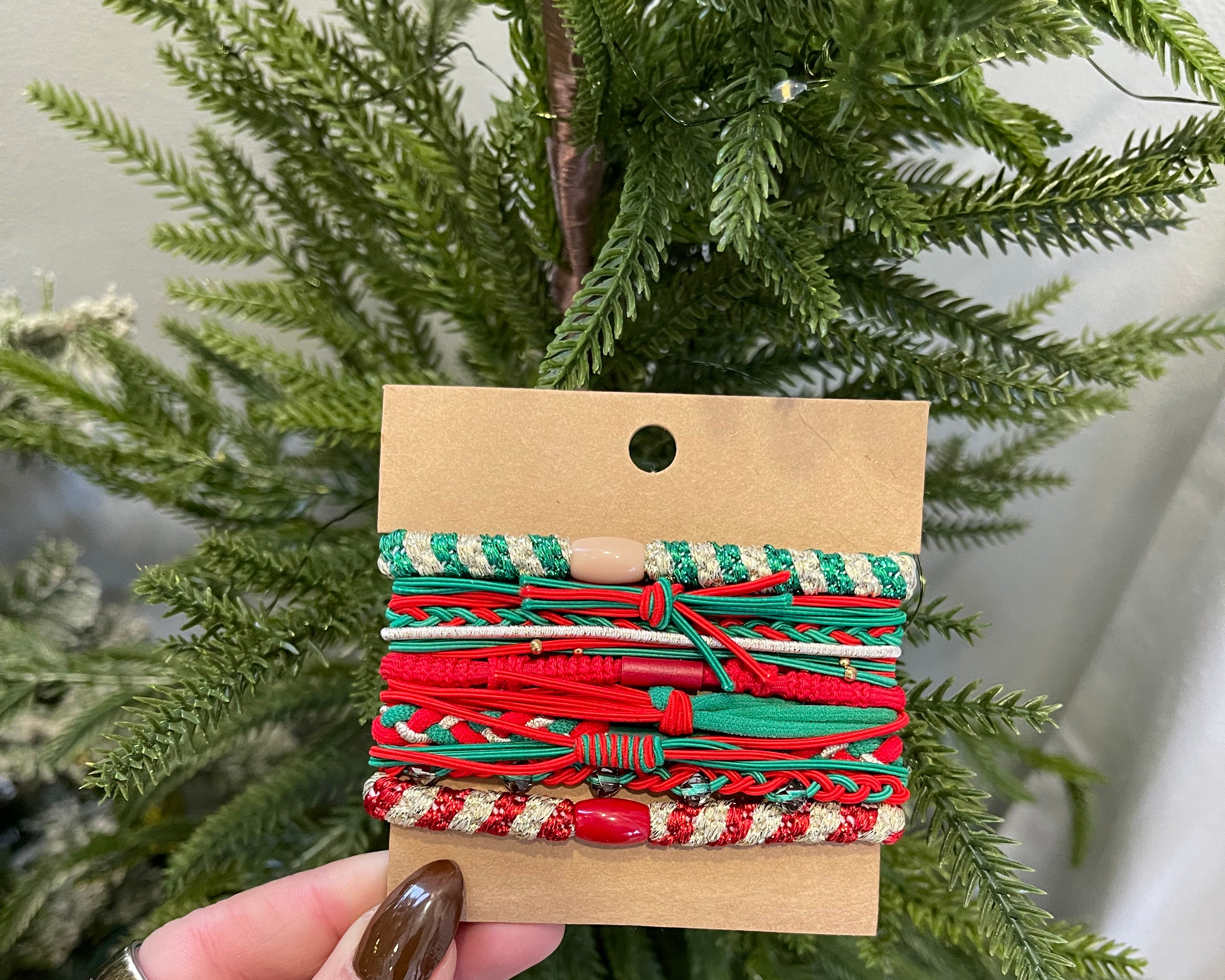 Christmas Hair Ties Bracelets-Hair Accessories-city-The Silo Boutique, Women's Fashion Boutique Located in Warren and Grand Forks North Dakota