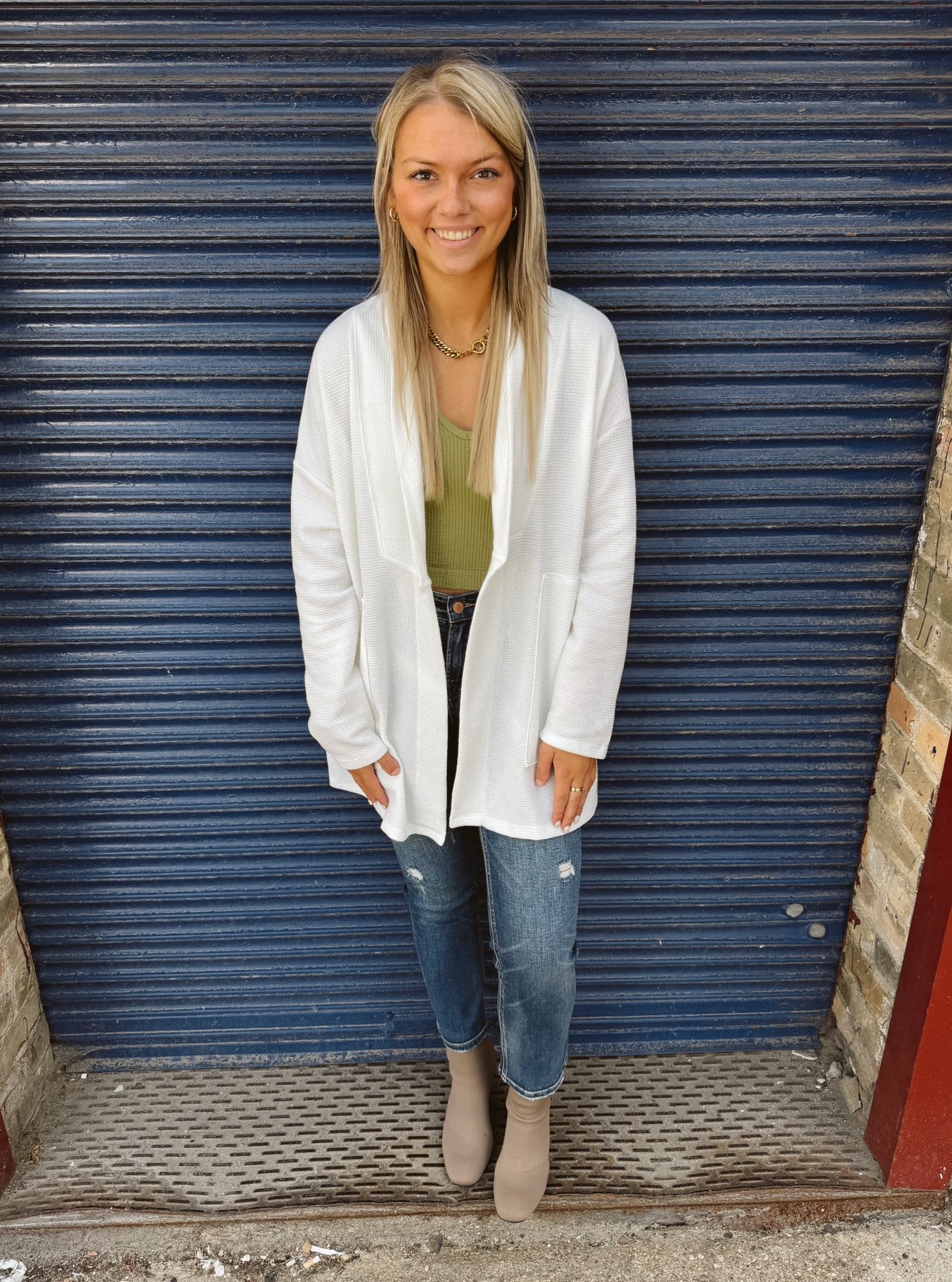 Cloudy Knit Cardigan-White-Cardigans-tres bien-The Silo Boutique, Women's Fashion Boutique Located in Warren and Grand Forks North Dakota
