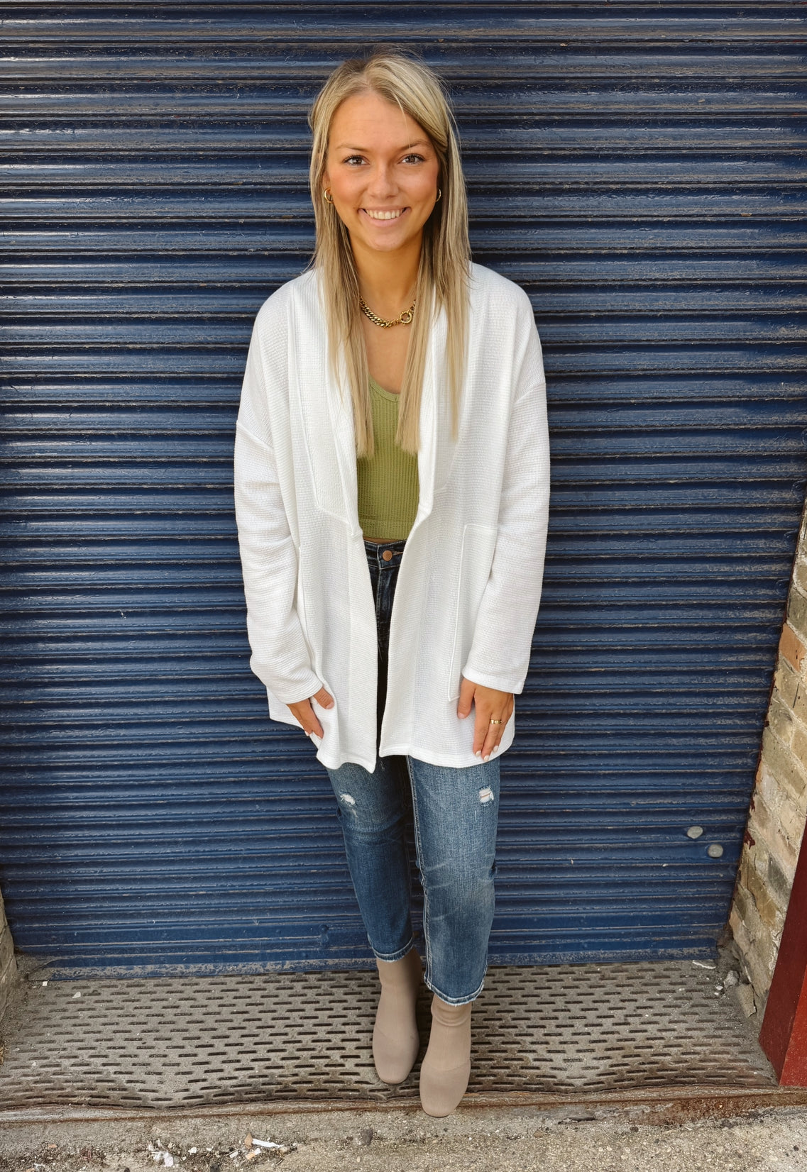Cloudy Knit Cardigan-White-Cardigans-tres bien-The Silo Boutique, Women's Fashion Boutique Located in Warren and Grand Forks North Dakota