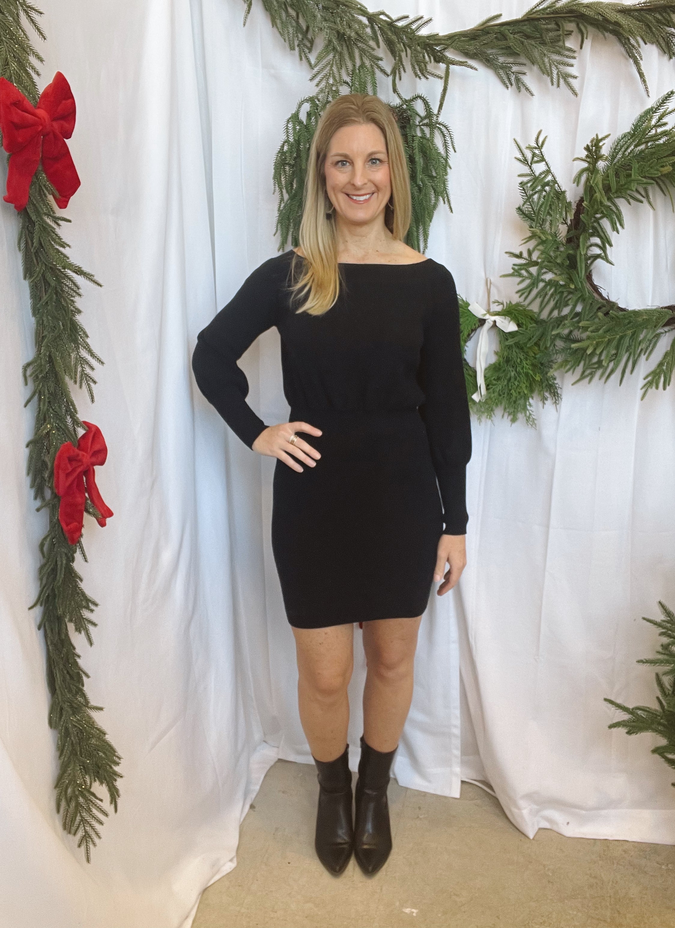 Black Ivy Ribbed Sweater Dress-Dresses-bluivy-The Silo Boutique, Women's Fashion Boutique Located in Warren and Grand Forks North Dakota