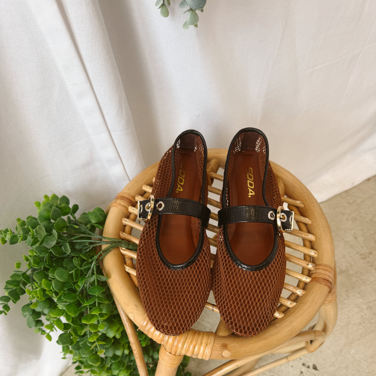 Soda Marker Mesh Shoes-Brown Black-Sandals-soda-The Silo Boutique, Women's Fashion Boutique Located in Warren and Grand Forks North Dakota
