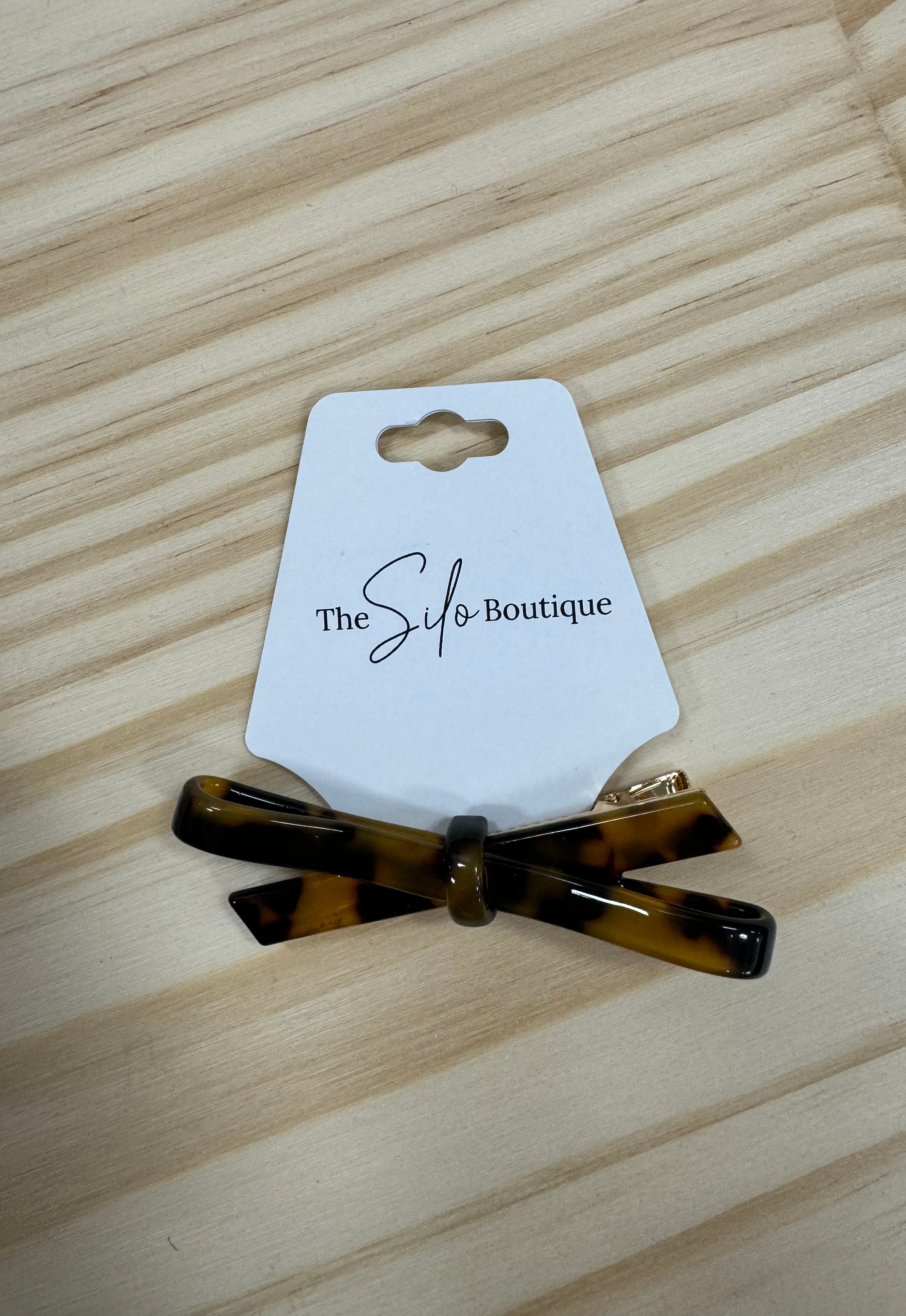 Acetate Hair Pin Bow Clip-Hair Accessories-wall to wall-The Silo Boutique, Women's Fashion Boutique Located in Warren and Grand Forks North Dakota