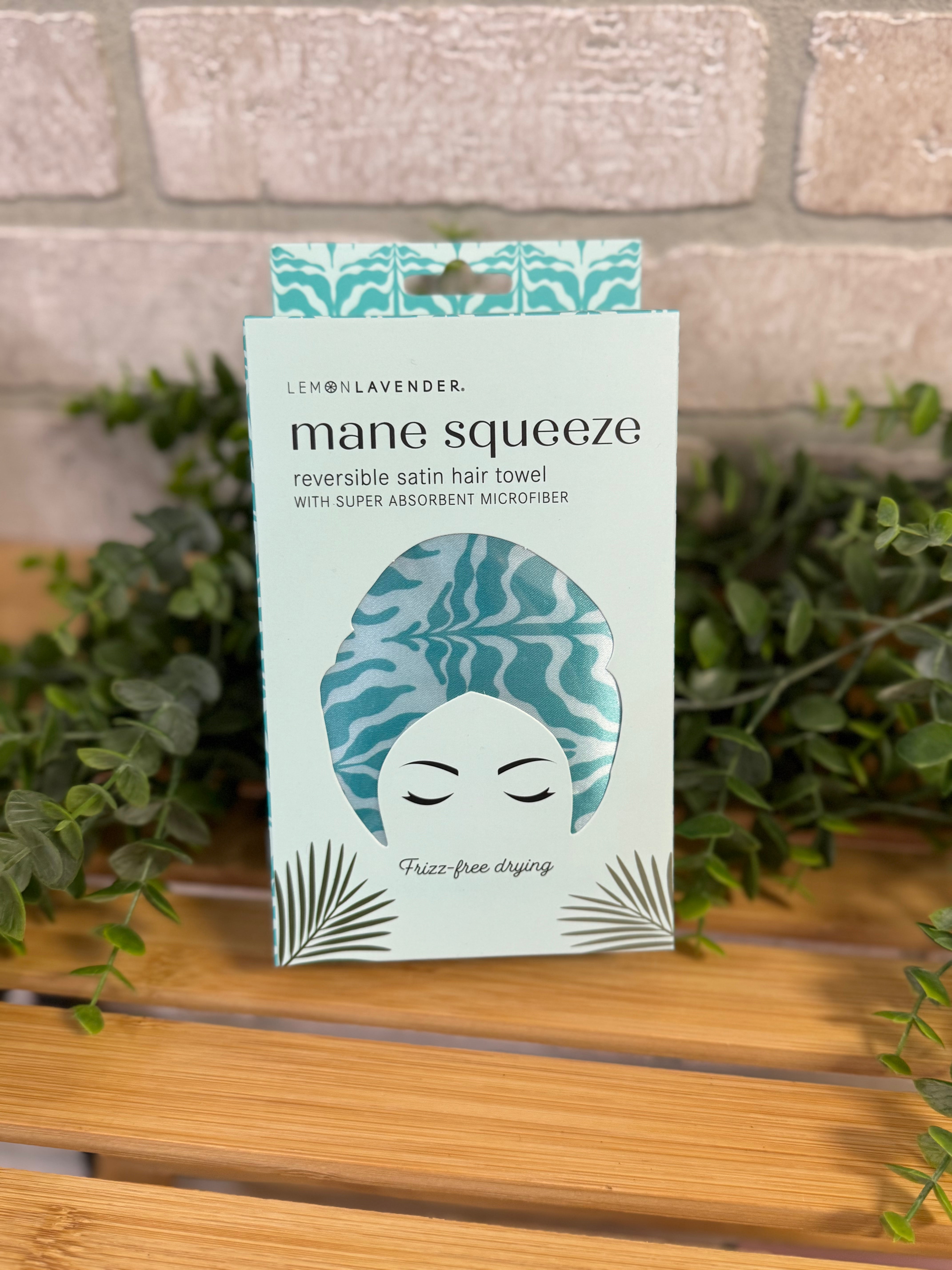 Lemon Lavender Reversible Satin Hair Towel-Hair Accessories-dm-The Silo Boutique, Women's Fashion Boutique Located in Warren and Grand Forks North Dakota