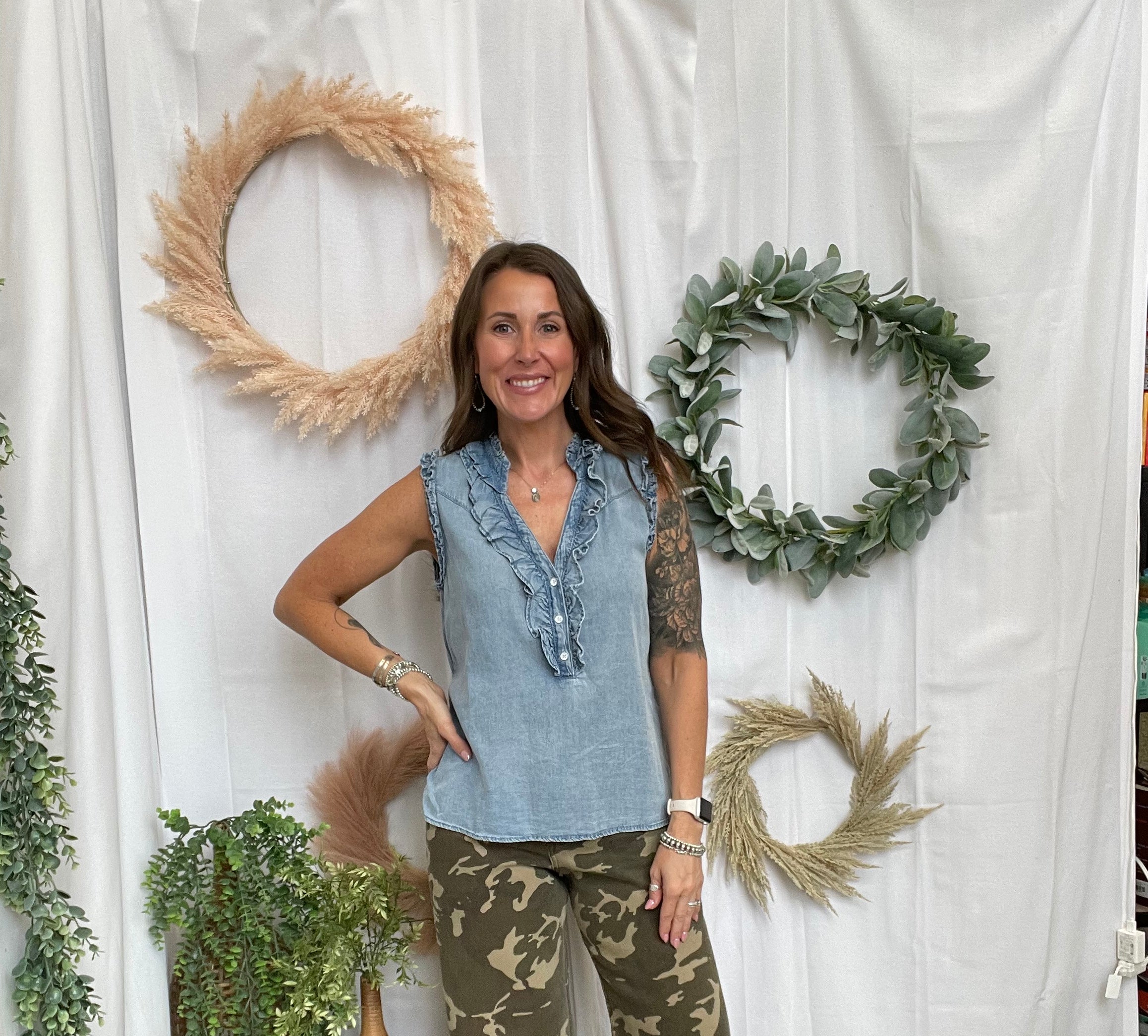 The Bella Denim Tank Top-Tank Tops-eesome-The Silo Boutique, Women's Fashion Boutique Located in Warren and Grand Forks North Dakota