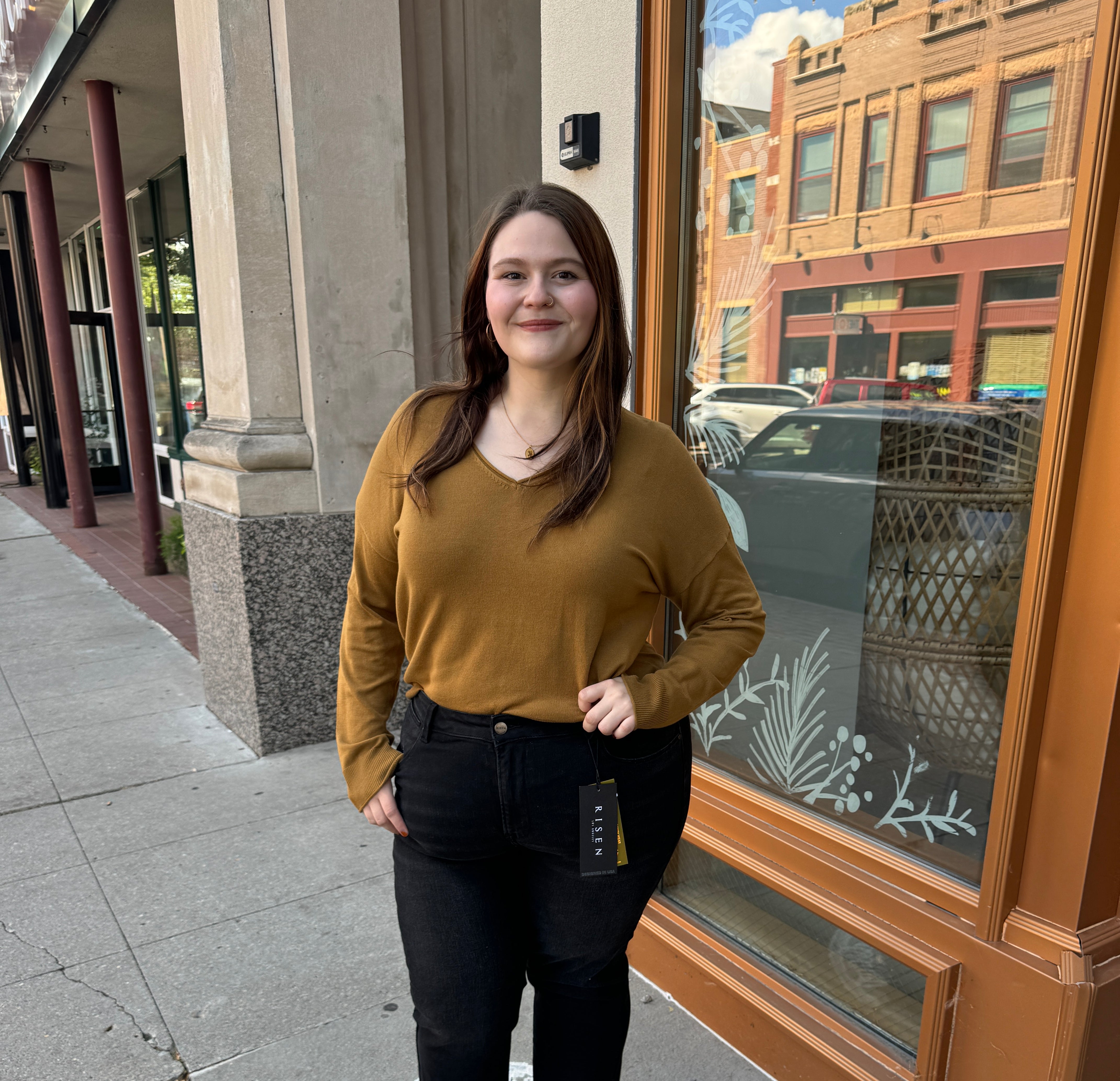 Cool V-Neck Long Sleeve Sweater-Golden Rod-Sweaters-be cool-The Silo Boutique, Women's Fashion Boutique Located in Warren and Grand Forks North Dakota