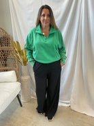 Green Panache Quarter Zip Sweatshirt-Sweatshirts-panache-The Silo Boutique, Women's Fashion Boutique Located in Warren and Grand Forks North Dakota