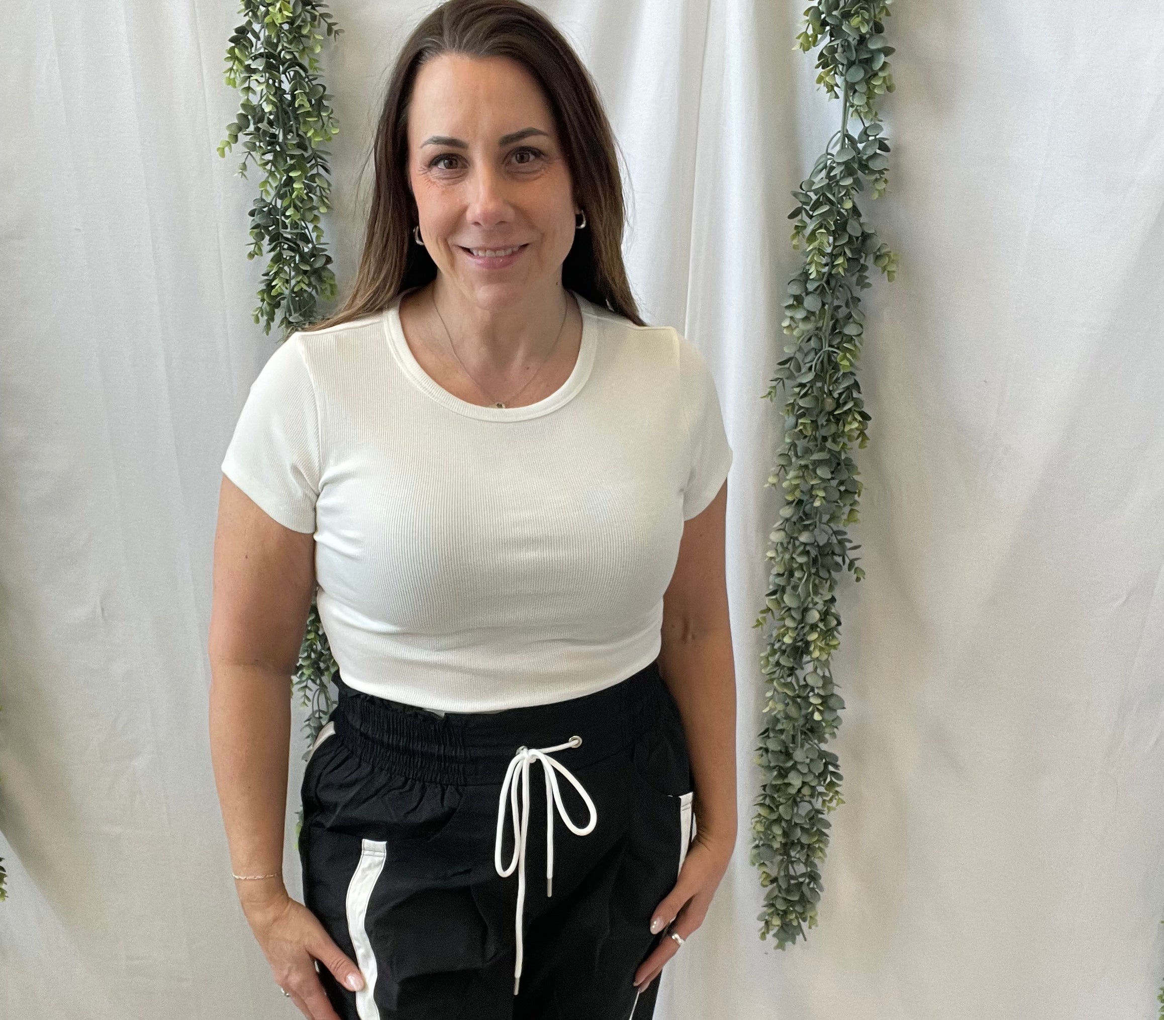 Zoey Basic Ribbed Top-White-Short Sleeve Tops-hyfve-The Silo Boutique, Women's Fashion Boutique Located in Warren and Grand Forks North Dakota