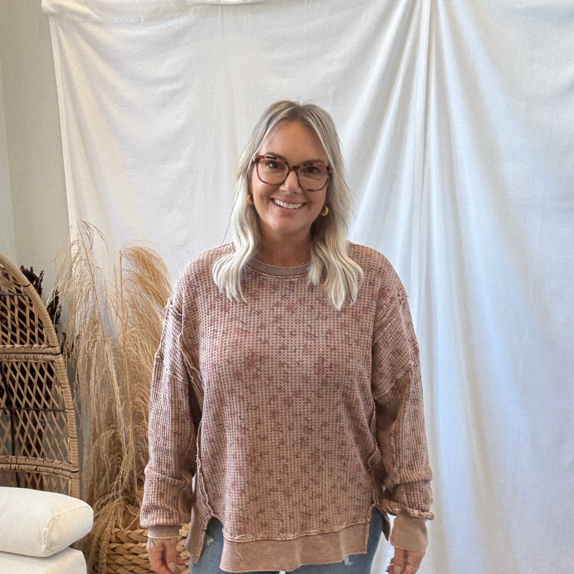 Mocha Thermal Long Sleeve Top-Long Sleeve Tops-easel-The Silo Boutique, Women's Fashion Boutique Located in Warren and Grand Forks North Dakota