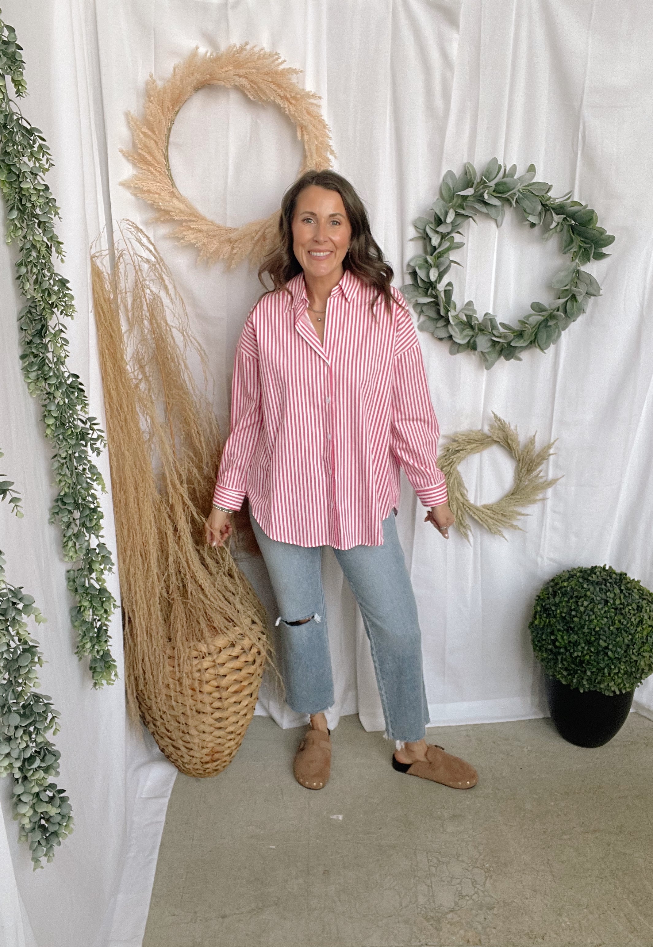 Elizabeth Button Down Top-Hot Pink-Long Sleeve Tops-hyfve-The Silo Boutique, Women's Fashion Boutique Located in Warren and Grand Forks North Dakota