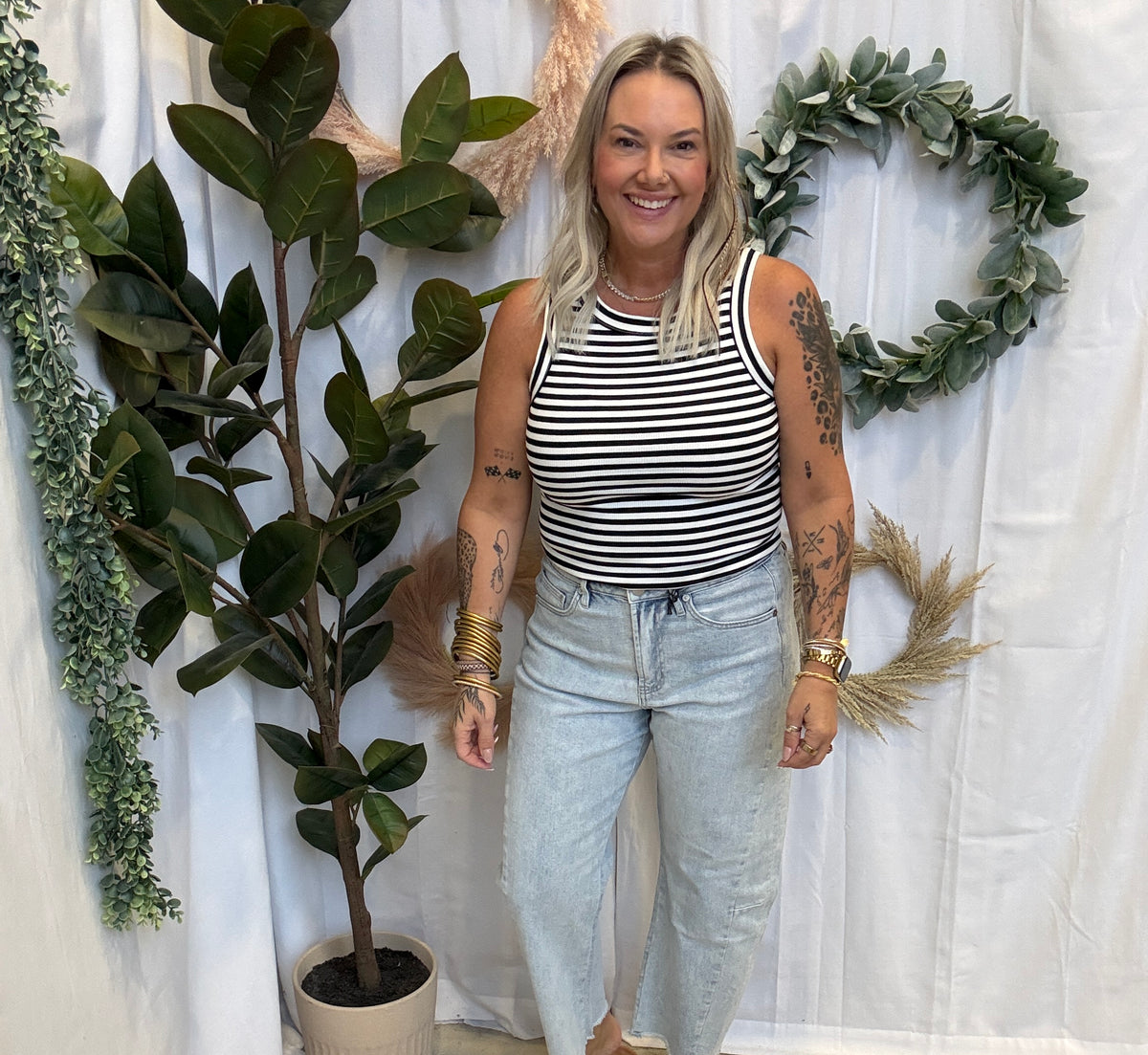 Hy Striped Tank Top-Black-Tank Tops-hyfve-The Silo Boutique, Women's Fashion Boutique Located in Warren and Grand Forks North Dakota
