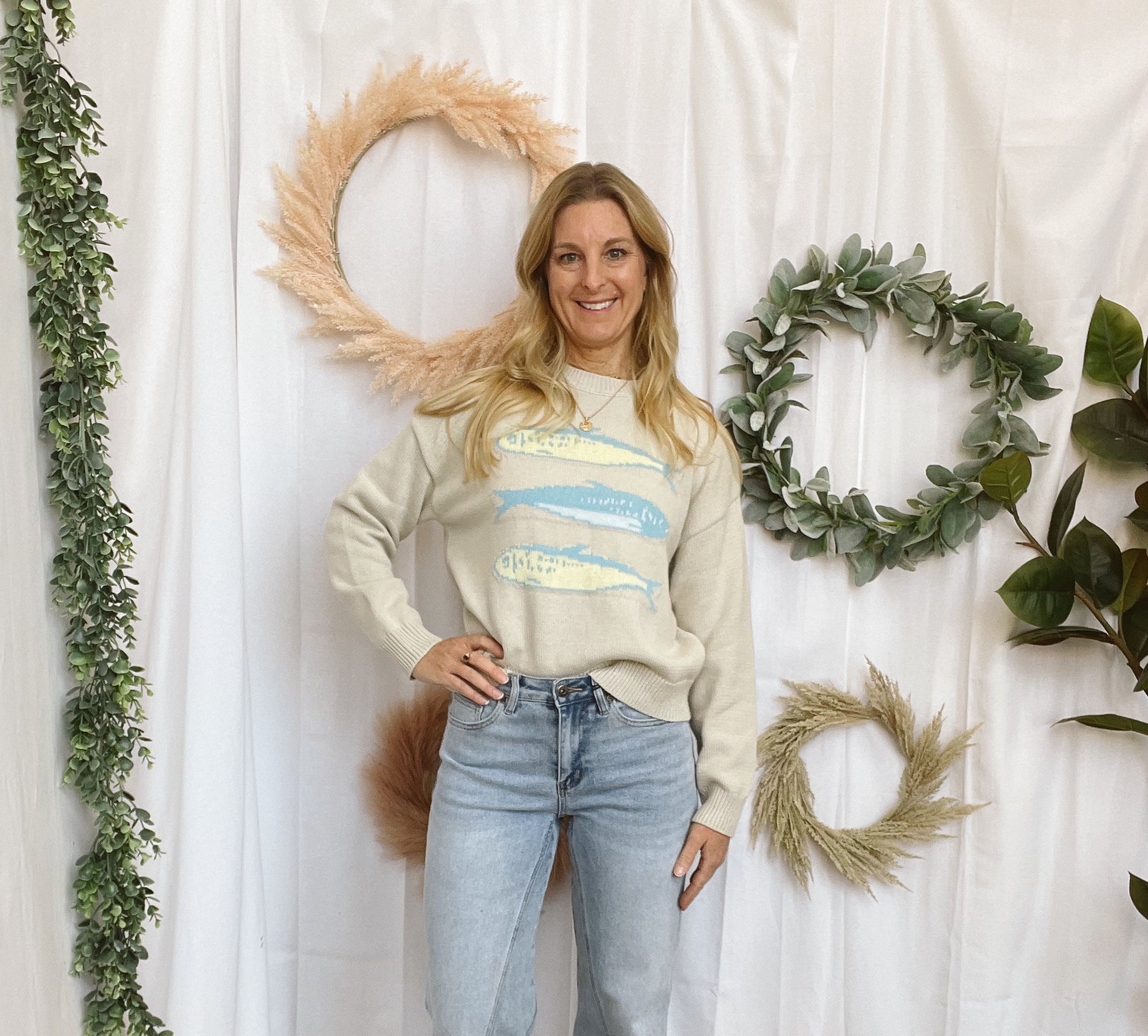 Bailey Fishy Fishy Sweater-Sweaters-bailey rose-The Silo Boutique, Women's Fashion Boutique Located in Warren and Grand Forks North Dakota
