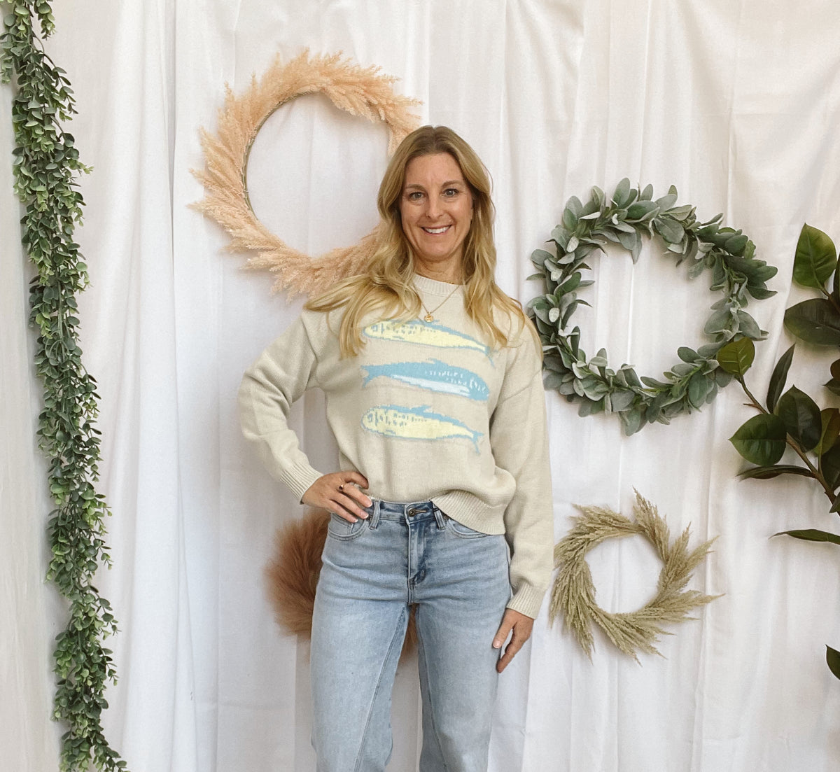 Bailey Fishy Fishy Sweater-Sweaters-bailey rose-The Silo Boutique, Women's Fashion Boutique Located in Warren and Grand Forks North Dakota