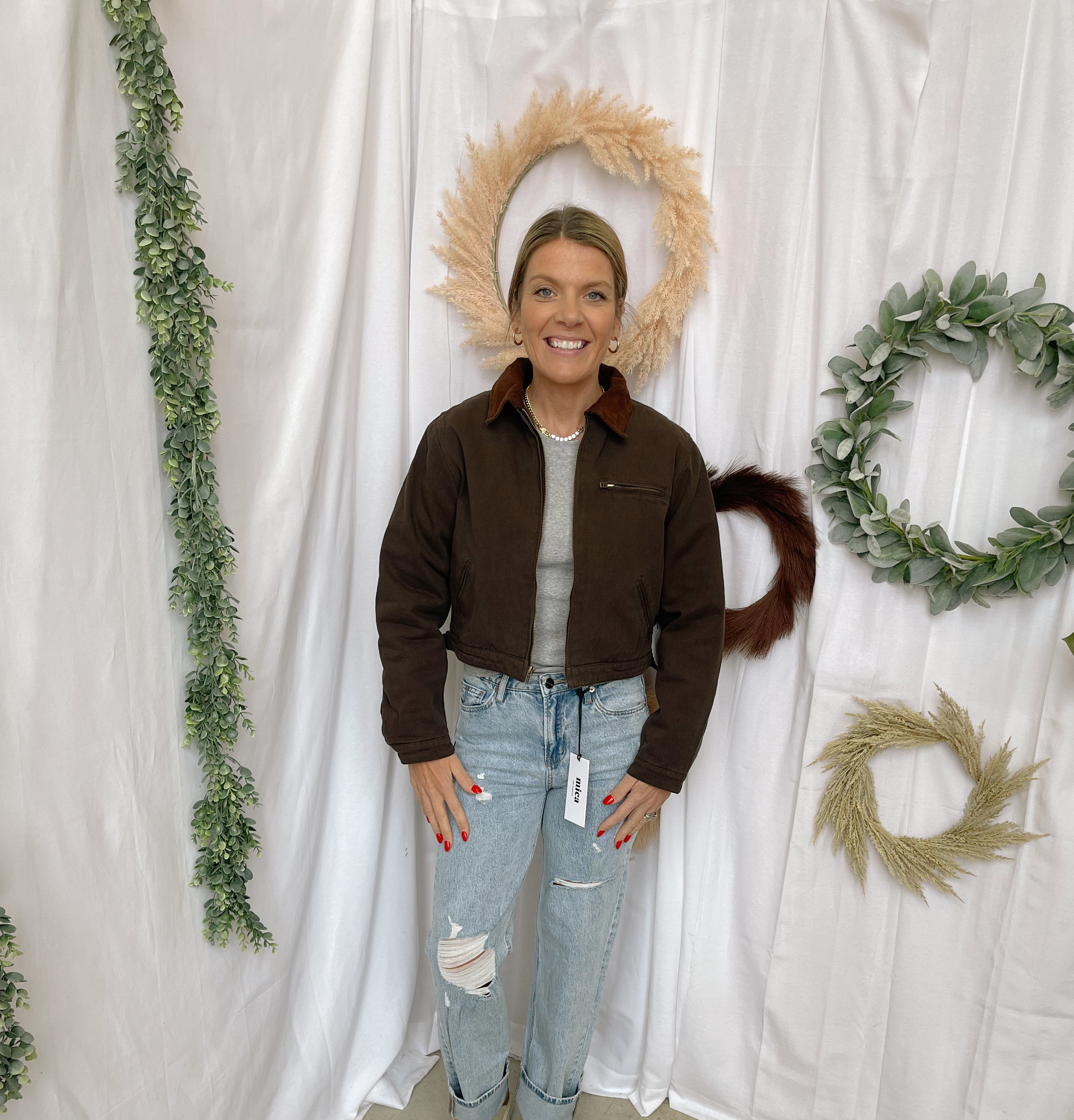 Flint Crop Jacket-Brown-Coats & Jackets-tictoc-The Silo Boutique, Women's Fashion Boutique Located in Warren and Grand Forks North Dakota