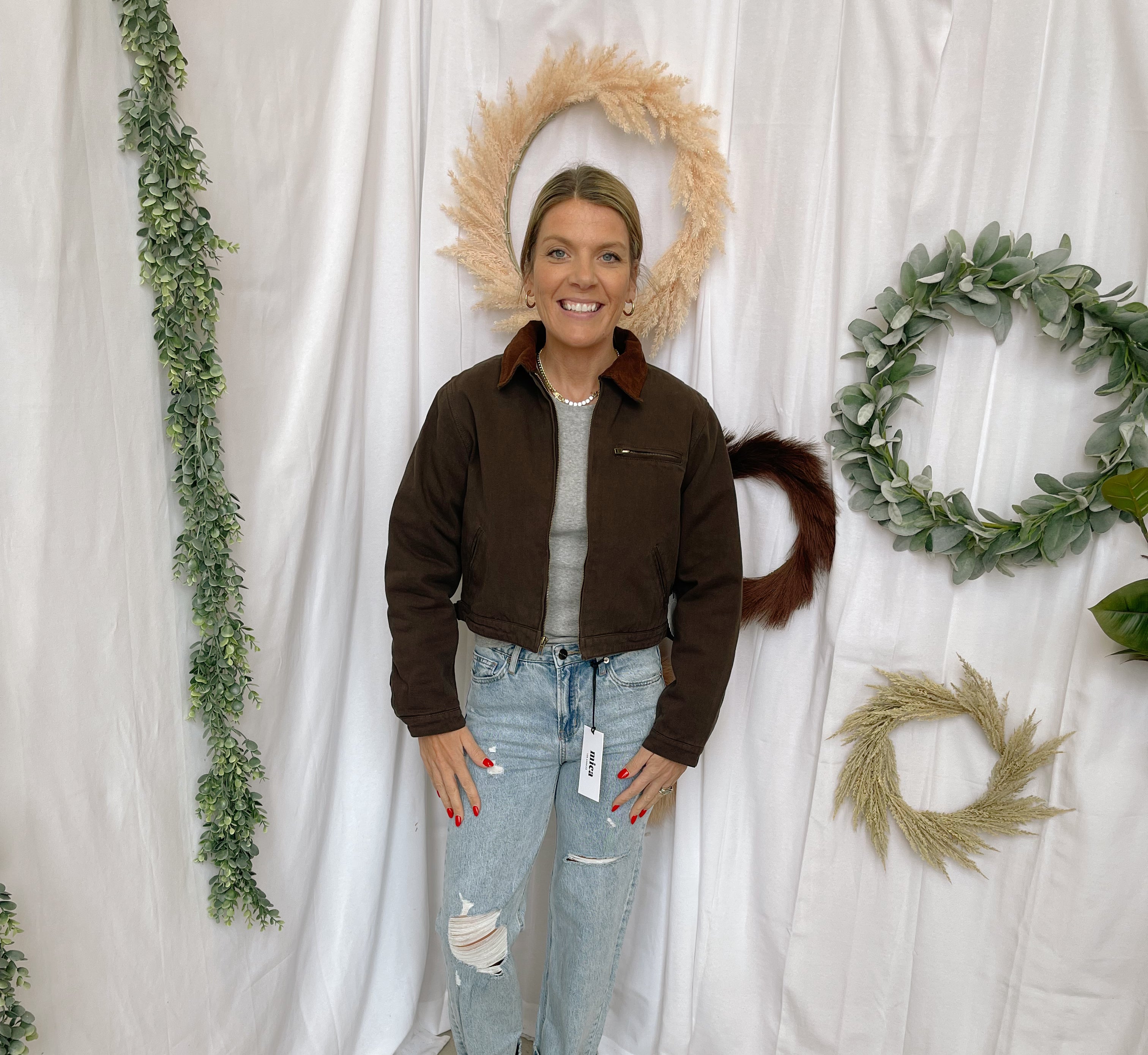 Flint Crop Jacket-Brown-Coats & Jackets-tictoc-The Silo Boutique, Women's Fashion Boutique Located in Warren and Grand Forks North Dakota