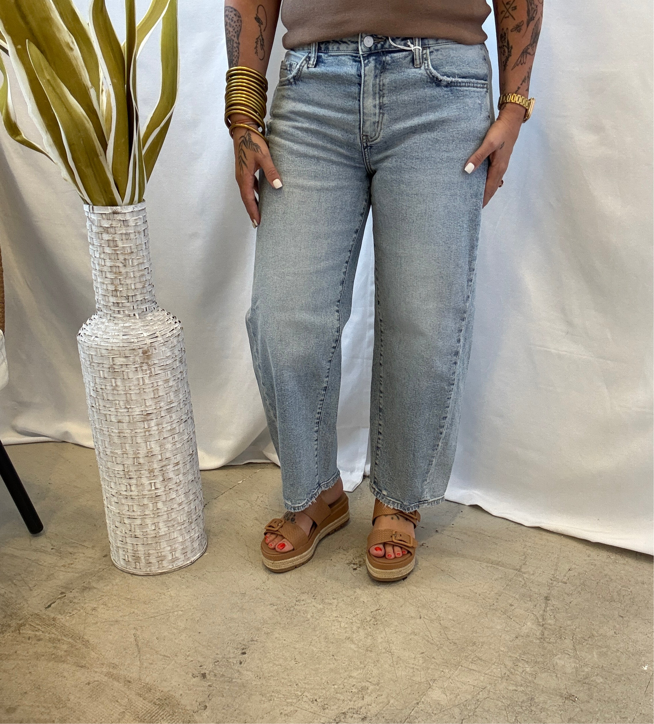 Lovervet Paper Trails Barrel Jeans-Final Sale-Jeans-lovervet-The Silo Boutique, Women's Fashion Boutique Located in Warren and Grand Forks North Dakota