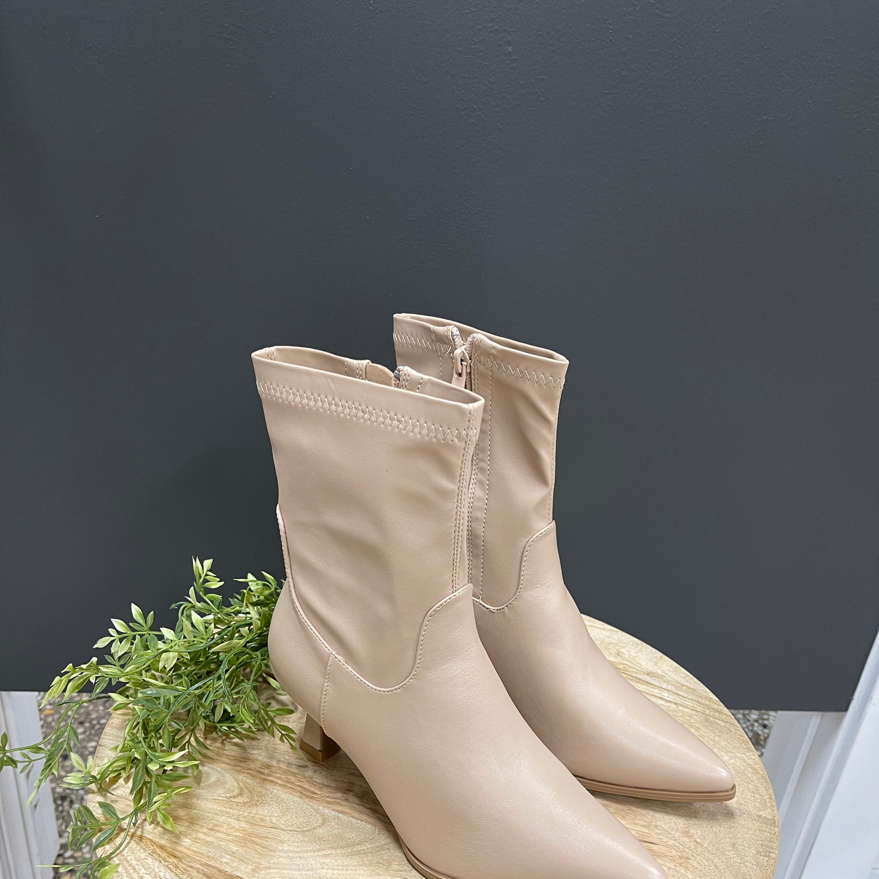 Hutton Kitten Heel Boot-Nude-Boots-Forever Link-The Silo Boutique, Women's Fashion Boutique Located in Warren and Grand Forks North Dakota