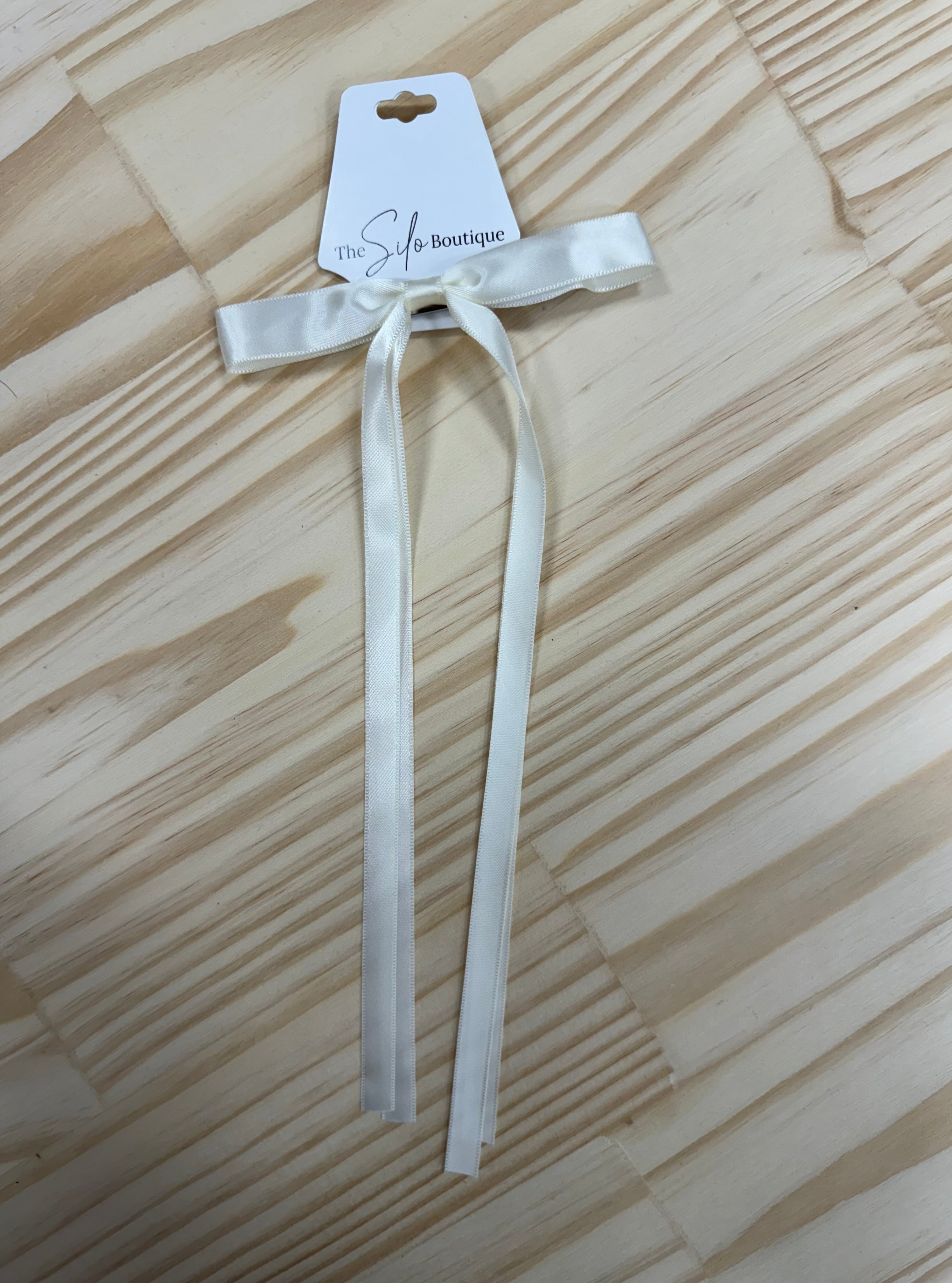 Satin Hair Bow-Hair Accessories-wall to wall-The Silo Boutique, Women's Fashion Boutique Located in Warren and Grand Forks North Dakota