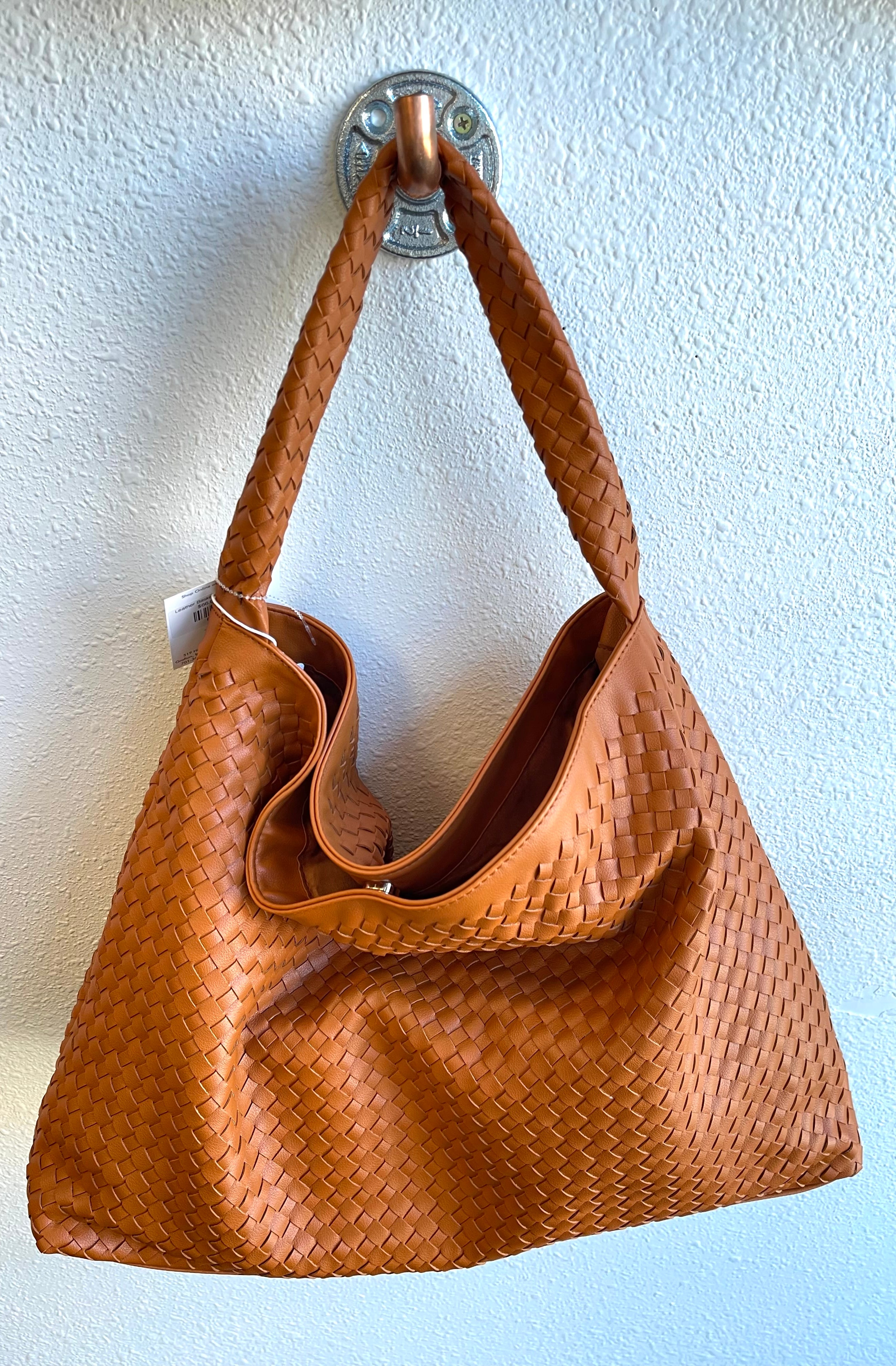 Leather Basket Weave Tote Purse-Purses-iccco-The Silo Boutique, Women's Fashion Boutique Located in Warren and Grand Forks North Dakota