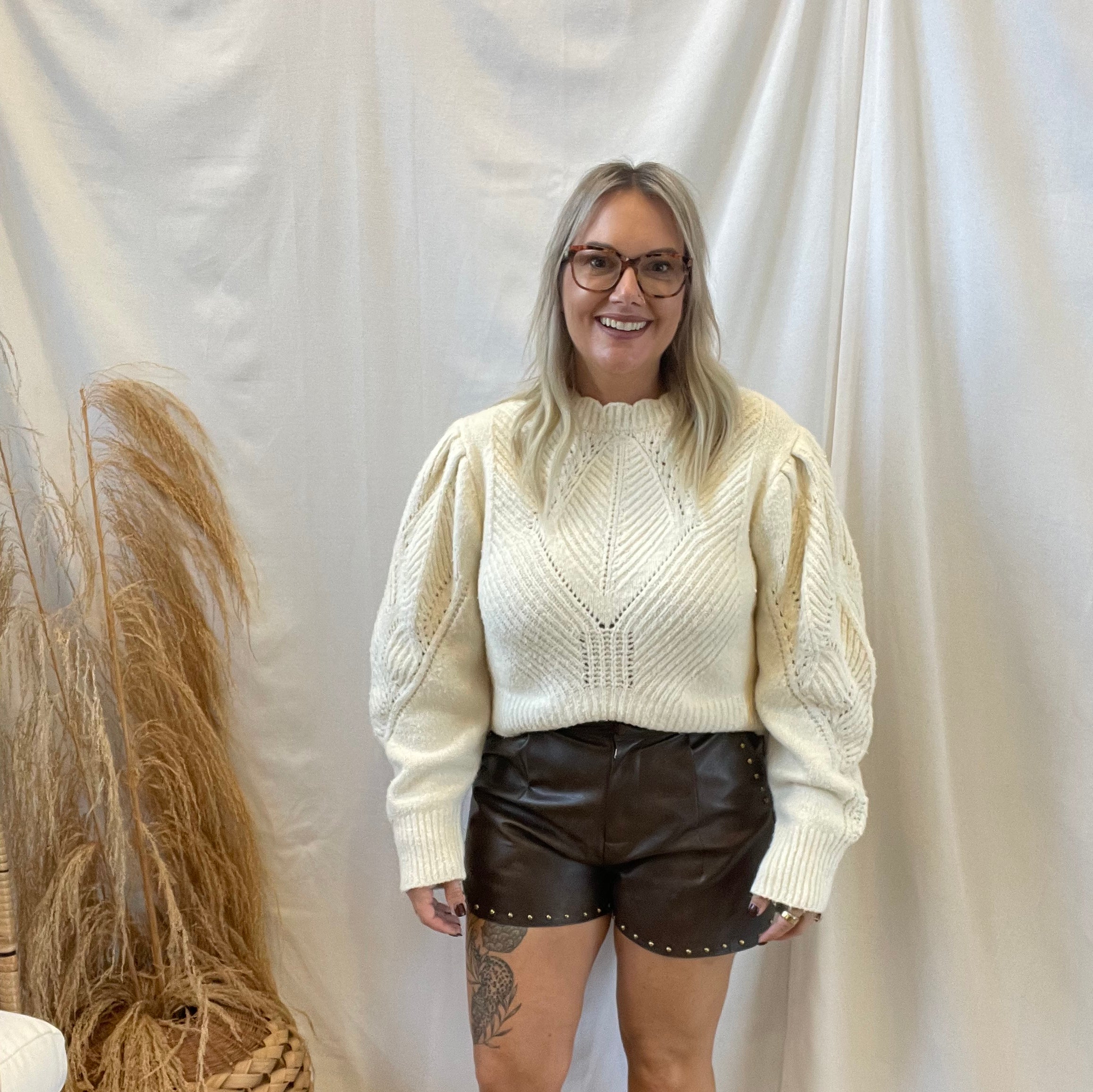 Leather Grommet Detail Shorts-Brown-Shorts-entro-The Silo Boutique, Women's Fashion Boutique Located in Warren and Grand Forks North Dakota