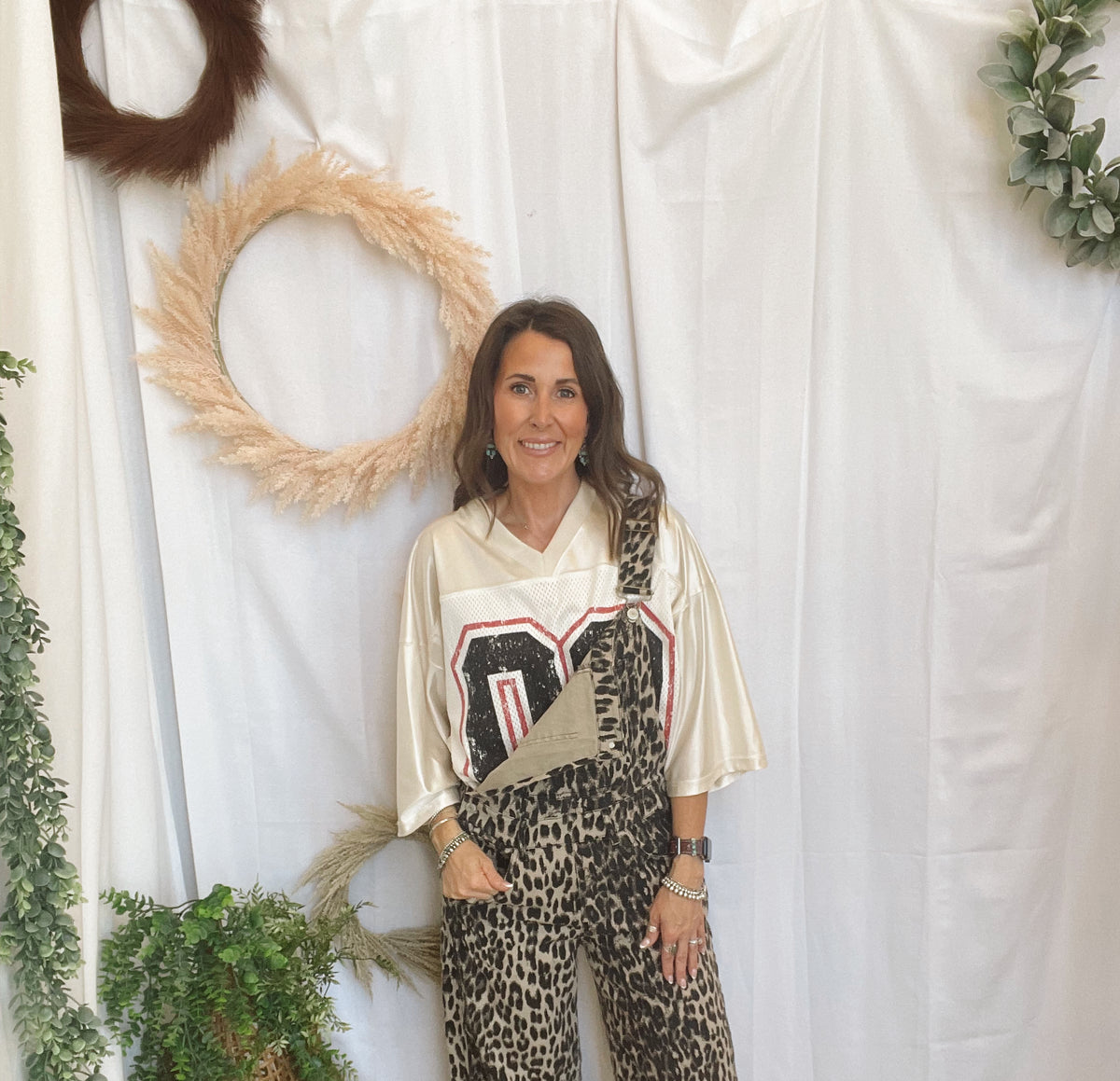 Janie Leopard Overalls-Jeans-eesome-The Silo Boutique, Women's Fashion Boutique Located in Warren and Grand Forks North Dakota